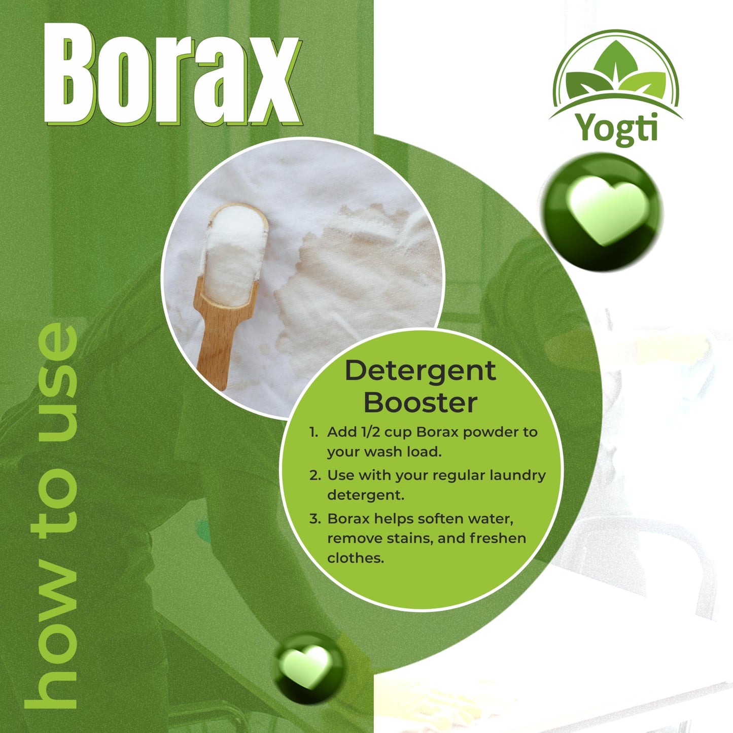 Yogti [Canadian Brand] Borax Powder Laundry Detergent Booster, Pure and Natural, All Purpose Household Cleaner - 4.54 kg
