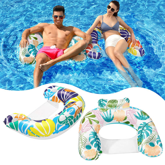 2 Pack Inflatable Pool Float Chair Pool Floating Comes with Two Cup Holders and Ergonomic headrest Great for Pool Party River Lake Beach Bring Leisure and Relaxation to Adult Summer