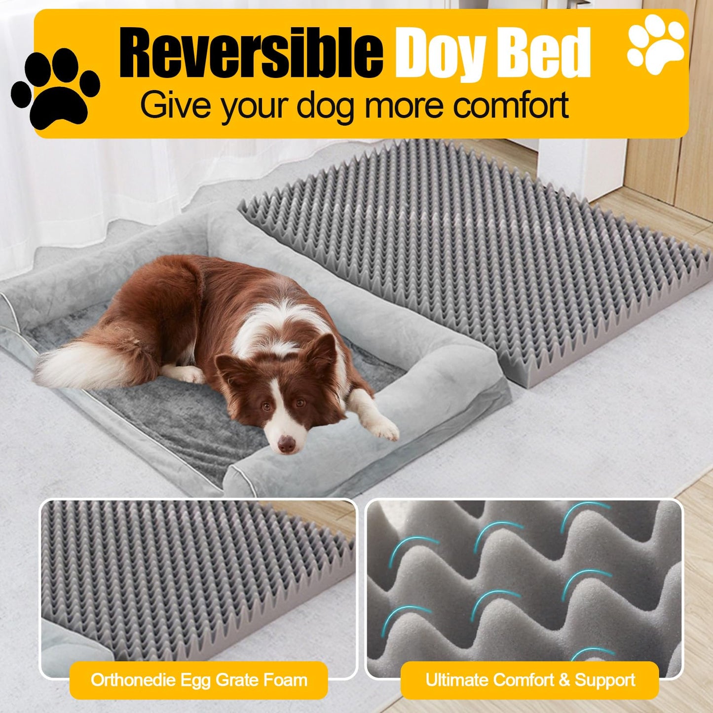 Dog Bed, Orthopedic Dog Beds for Medium Large Dogs,Washable Dog Pet Bed with Washable Removable Cover Soft Cotton Dog Couch XL100*60 * 16cm