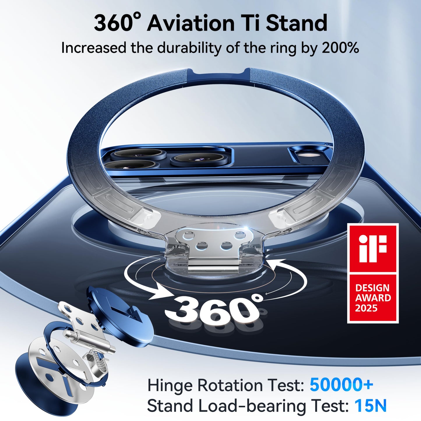 CASEKOO Official Blue for iPhone 17 Pro Max Case with 360 Spin Magnetic Stand [Fit for MagSafe][17FT Military Protection] Slim Polished for iPhone 17 Pro Max Case with Stand 6.9'', Blue