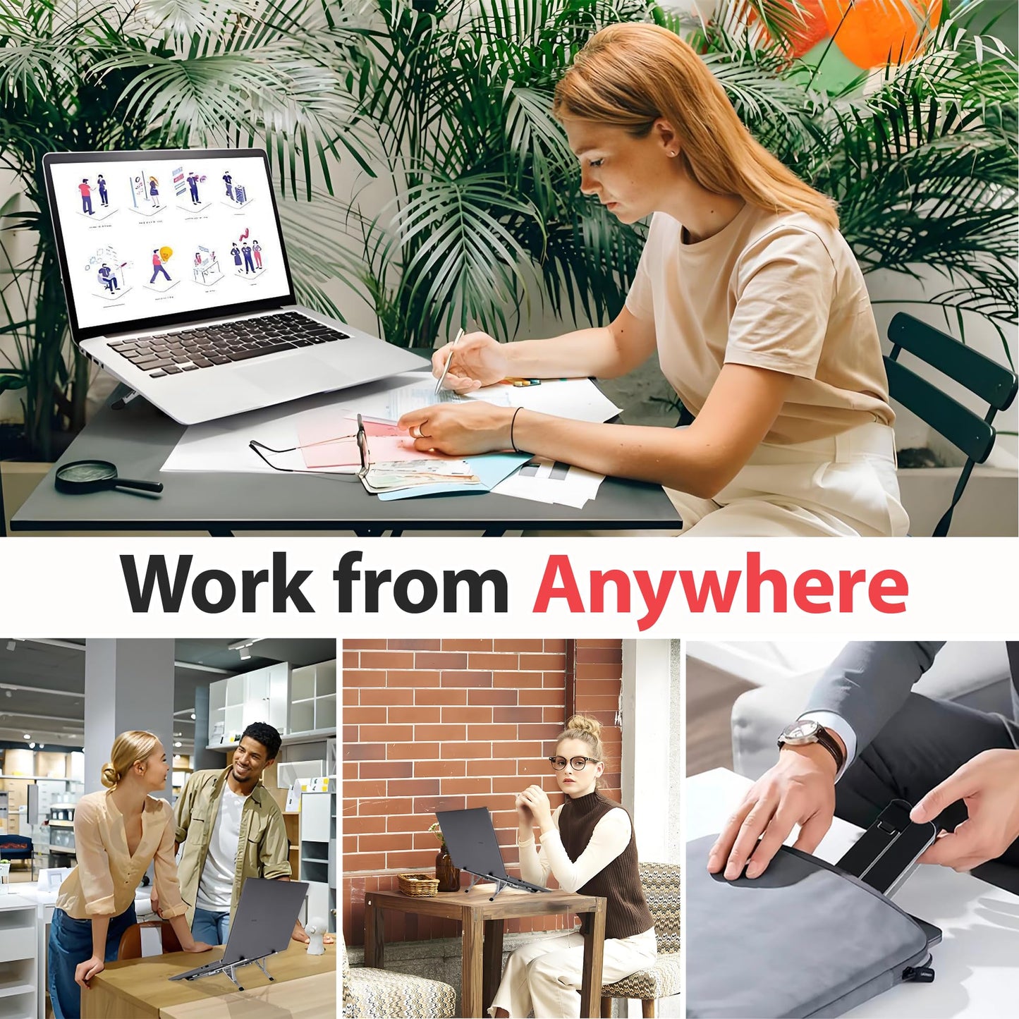 Travel Depot Portable Laptop Stand, Laptop Stand for Desk Ergonomic 6-Levels Angles Adjustable Computer Stand, ABS Laptop Riser Holder Compatible with All Laptops and iPad (10-15.6")