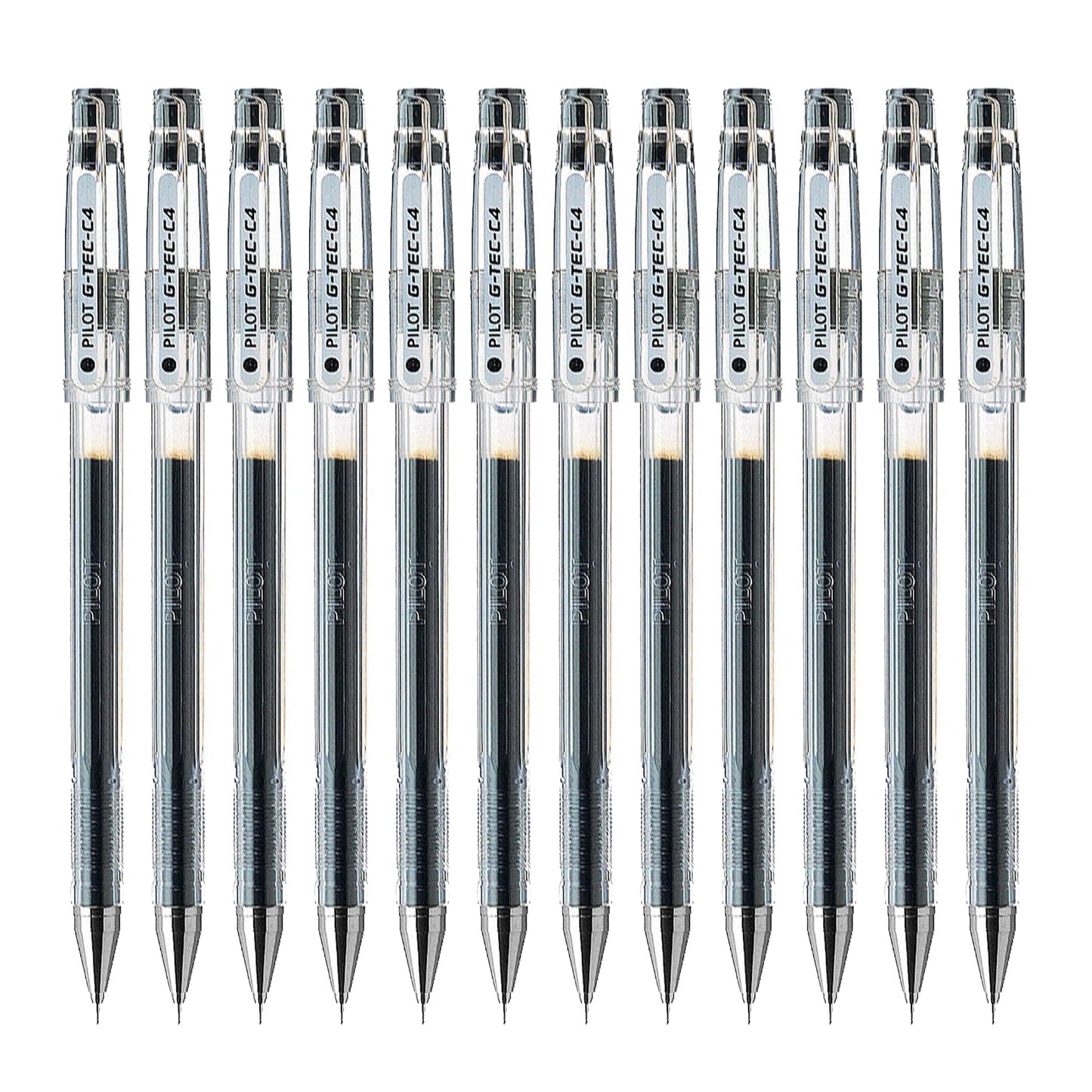 Pilot G-Tec C4 Microtip Gel Rollerball Pen 0.4mm Tip 0.2mm Line Black (Pack 12)