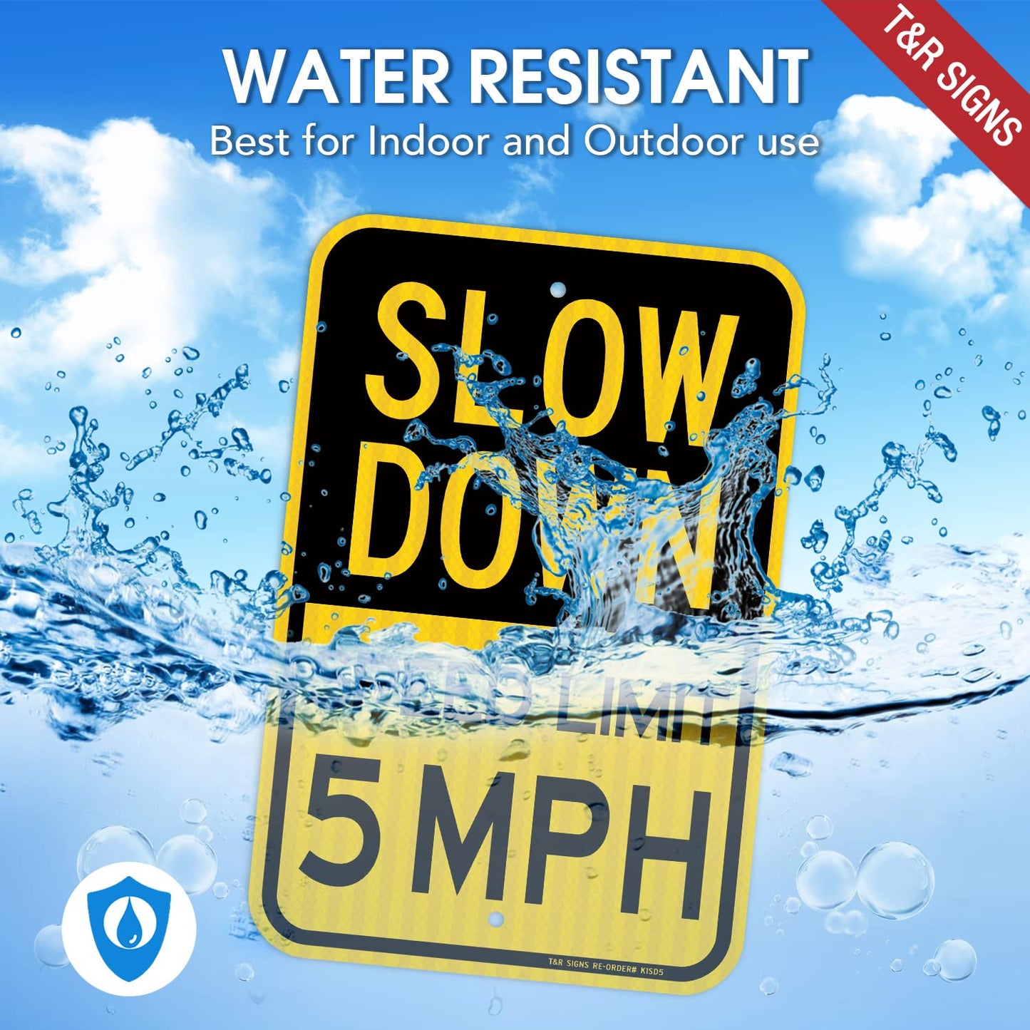 (3 Pack) Slow Down Speed Limit 5 MPH Sign, Slow Down Sign, 18" x 12" Engineer Grade Reflective Sheeting, Rust Free Aluminum, Weather Resistant, Waterproof, Fade Resistant, 2 Pre-drilled Holes