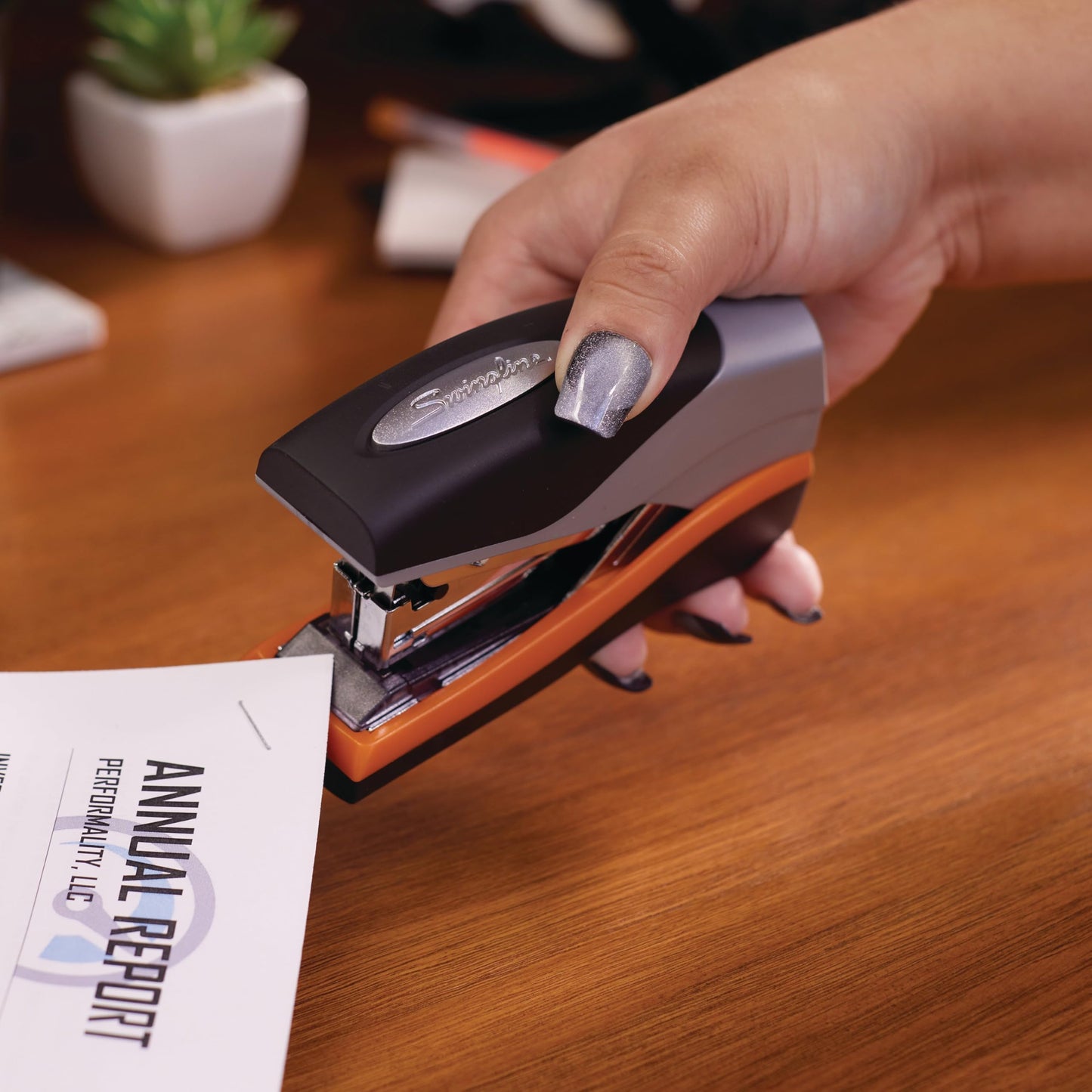 Swingline Stapler, Optima 40, Compact, Low Force, 40 Sheets, Black/Silver (S7087842)