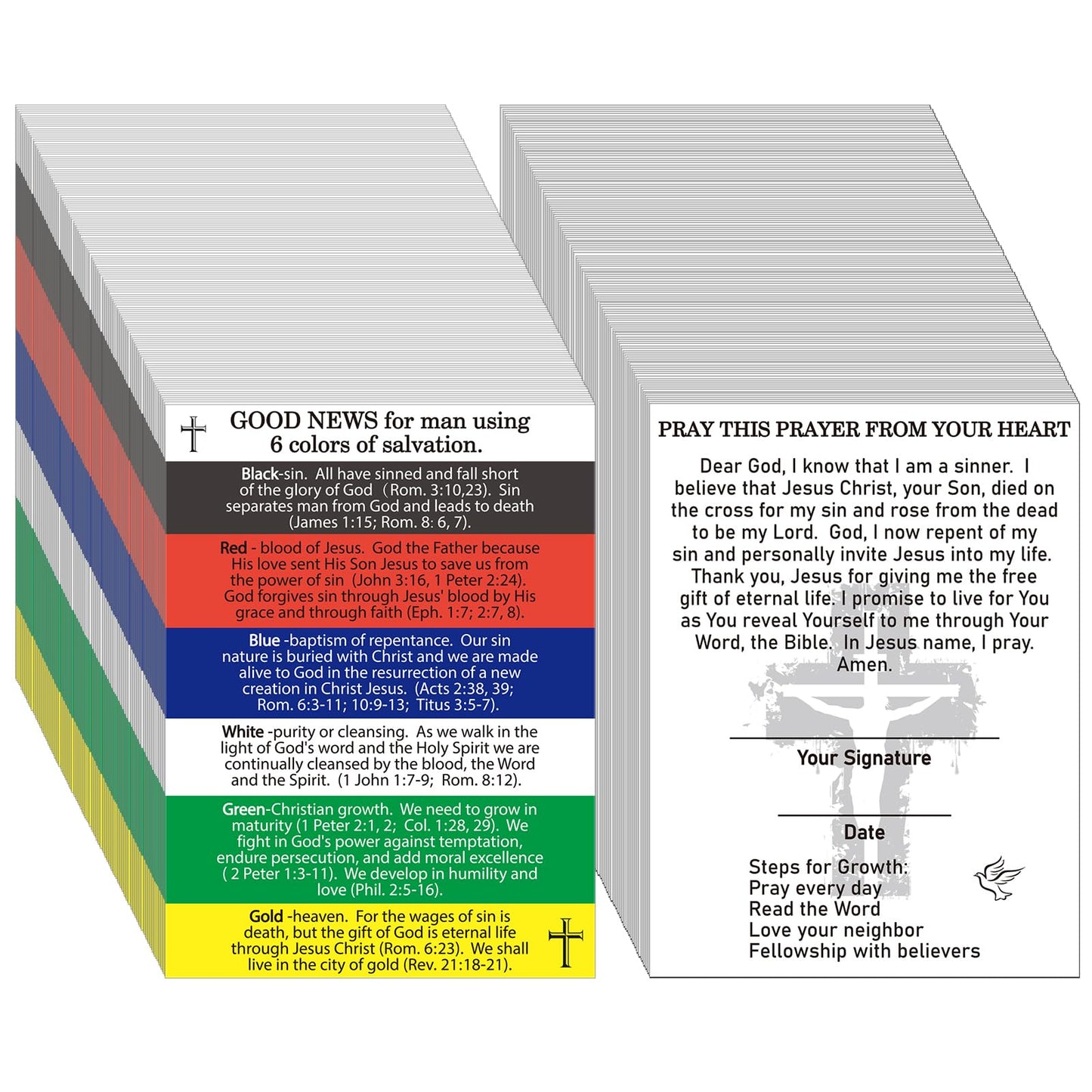 Zhanmai 400 Pcs Gospel Tract Cards Plan of Salvation Cards Pocket Holy Postcards Bible Tract Prayer Christian Bible Verse Bookmark Inspirational Planner for Christian Gift Men Women Ministering Tool
