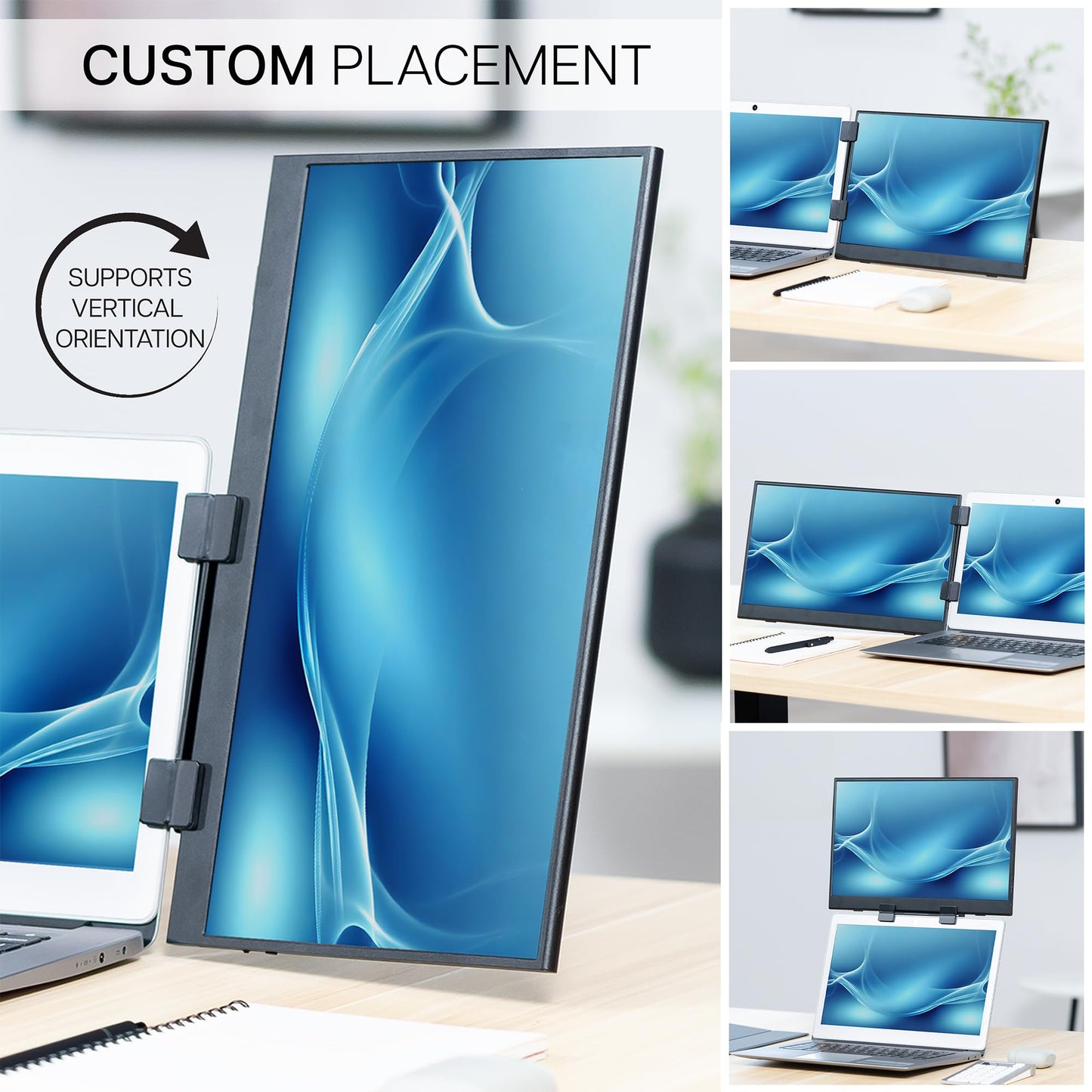 VIVO Portable Monitor Holder for Laptop Screen Extender, Fits Laptops up to 18.5 inches, Black, STAND-PM01A