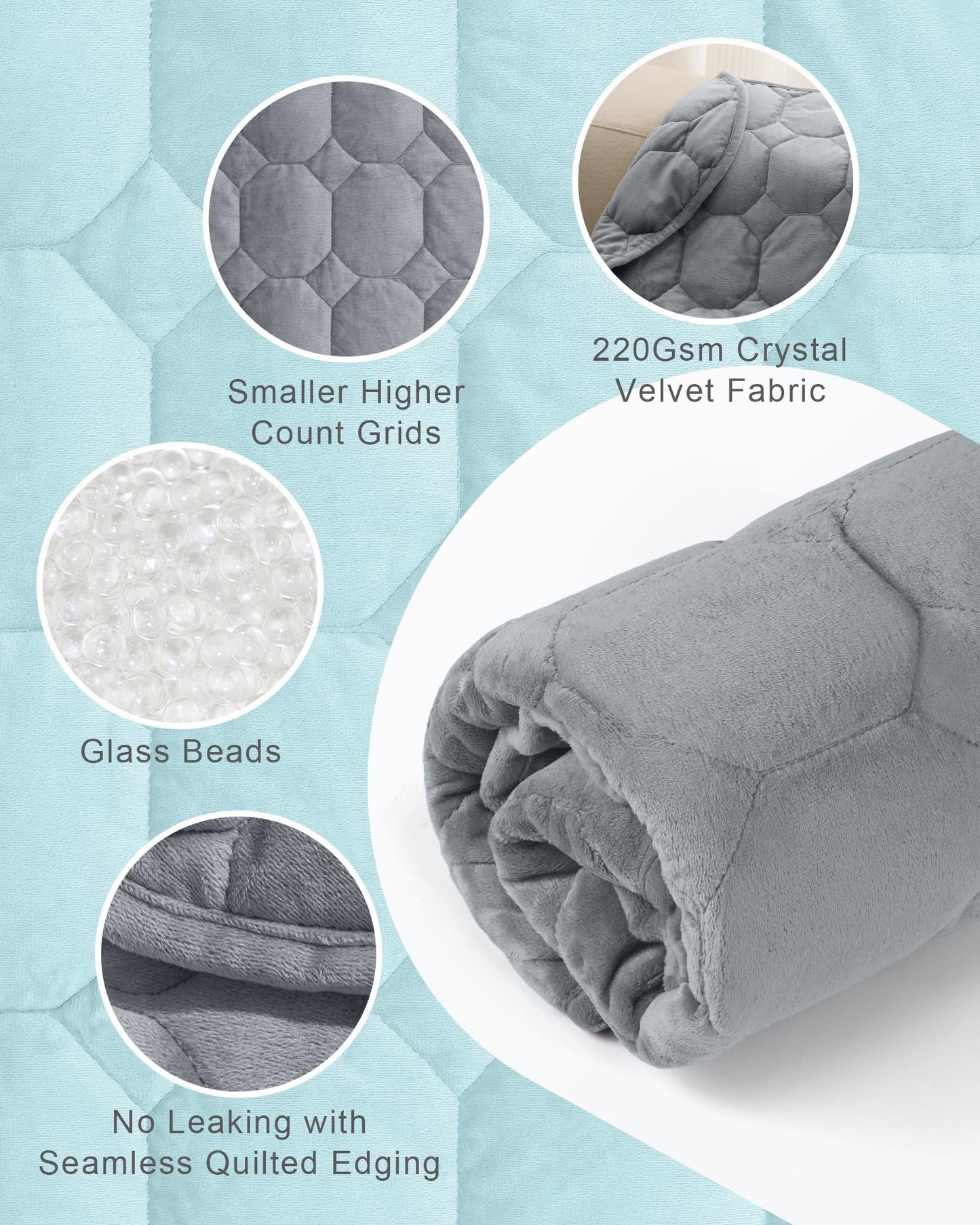 Weighted Lap Blanket 7lbs, Cozy Luxury Crystal Velvet Weighted Blanket for Adults, Small Weighted Blanket for Relaxation, Sleeping, Travel, Grey, 29" x 24"