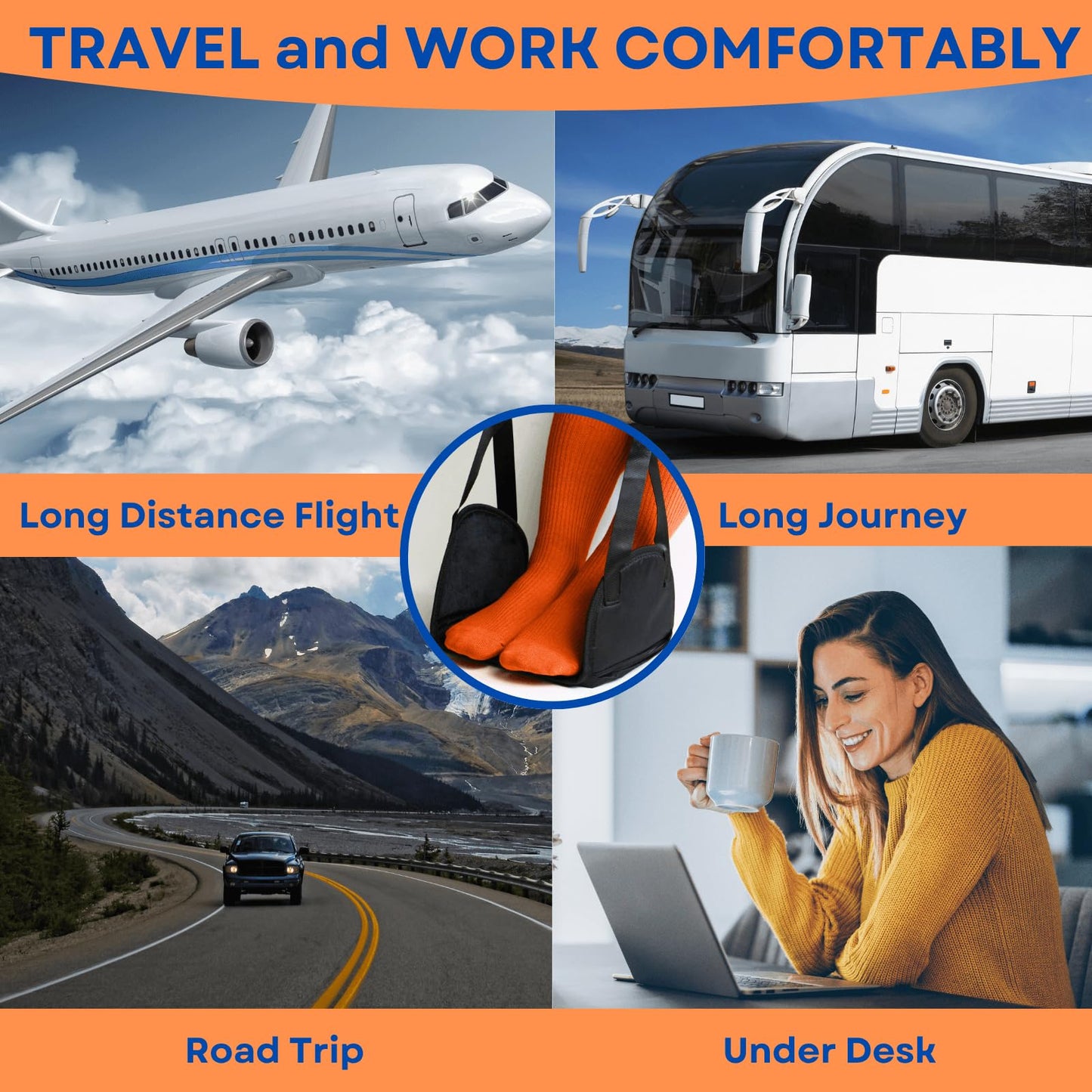 Airplane Foot Rest(2 Pack), Foot Hammock Airplane to Relax Your Feet, Office Footrest Foot Hammock for Plane Travel, Airplane Footrest for Long Trip, Plane Foot Rest Hammock, Travel Accessories