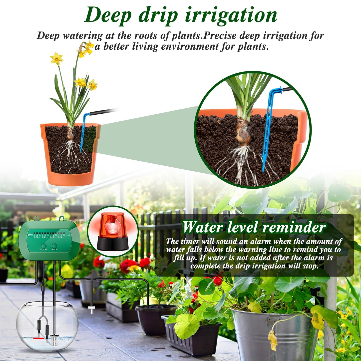 AnseTo Garden Drip Irrigation System, Solar Drip Irrigation System Kit with Automatic Water Timer, for Automatic Watering System for Potted Plants in Garden, Balcony, Greenhouse, Support 15 Plants
