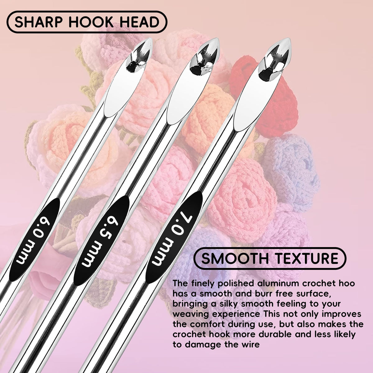 Tunisian Crochet Hooks Set with Cable, 26PCS Interchangeable Aluminum Crochet Hooks 3mm-10mm, Long Crochet Hooks, Anti-Twist Swivel Cables, Ergonomic Lightweight Crochet Hook Set with Case