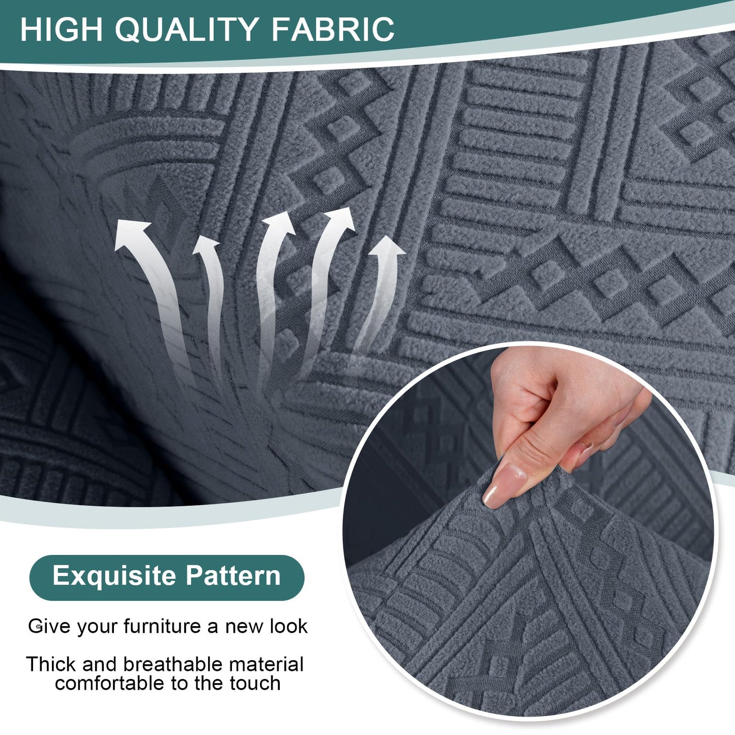 Ruaozz Recliner Sofa Covers Recliner Chair Covers Recliner Covers for Reclining Chair with Pockets Washable Furniture Protector with Elastic Bottom (1 Seater, Grey)