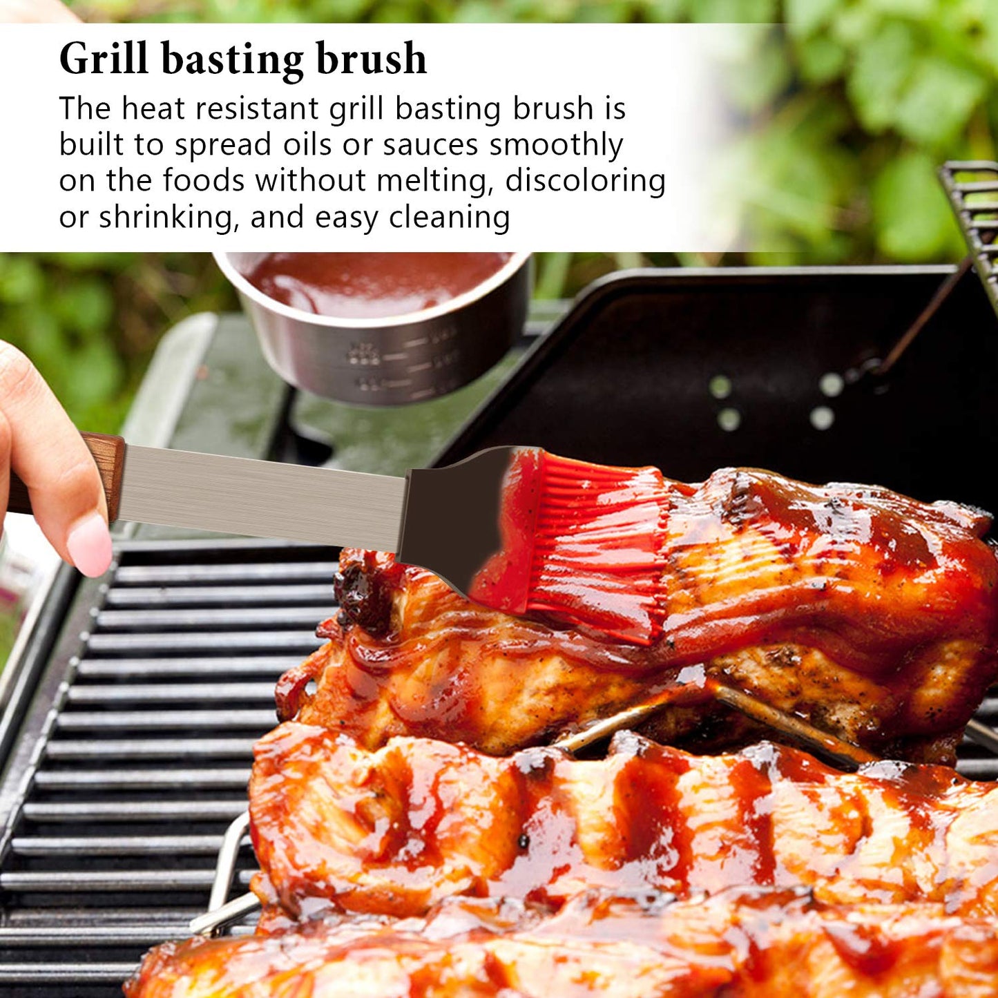 IMAGE 4 PCS Stainless Steel BBQ Grill Tool Set, Multifunctional Spatula, Barbecue Tong,Basting Brush,Meat Fork Durable in Use Grilling Kit for Cooking, Backyard Barbecue & Outdoor Camping