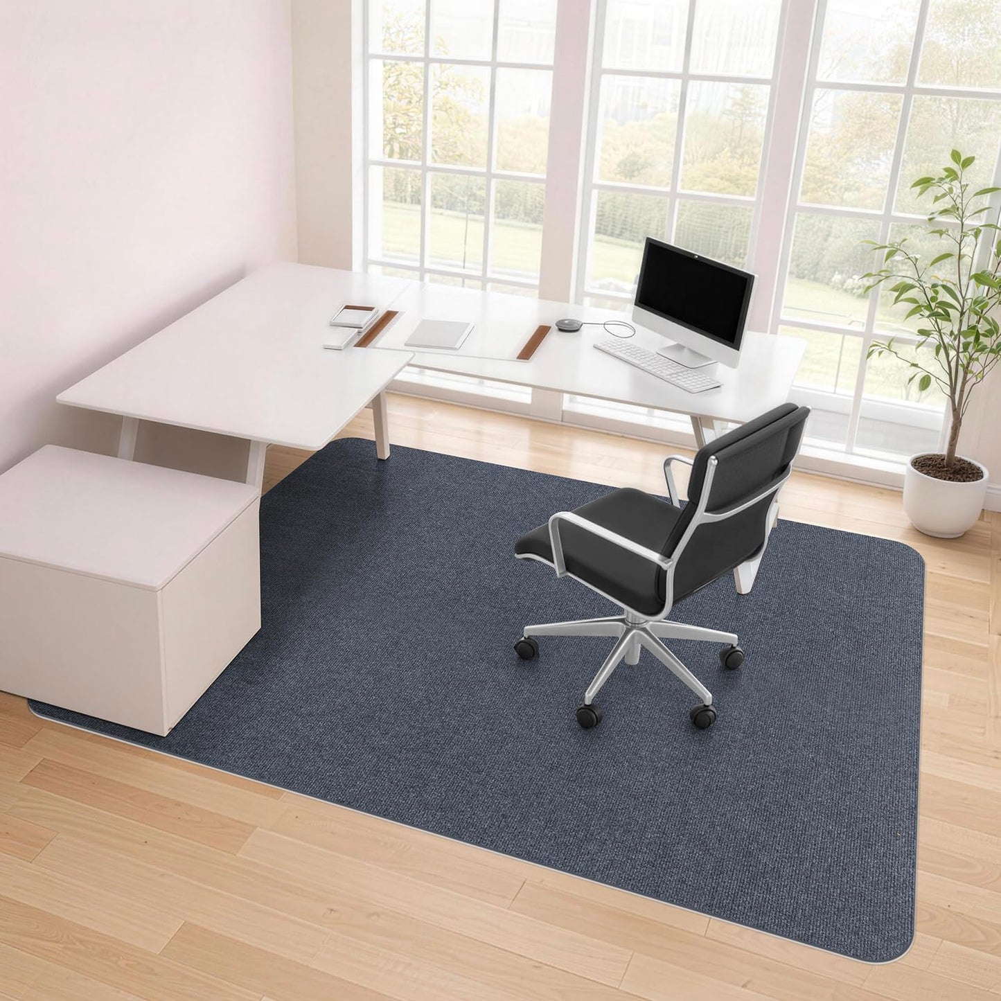 SHIEN Office & Gaming Chair Mat 140 X 160cm - PVC Carpet Floor Mat Non Slip, Desk Chair Floor Protector Rug Pad, Indoor Computer Chair Mat for Hardwood Floors & Home Office Use (Dark Grey, 140*160cm)