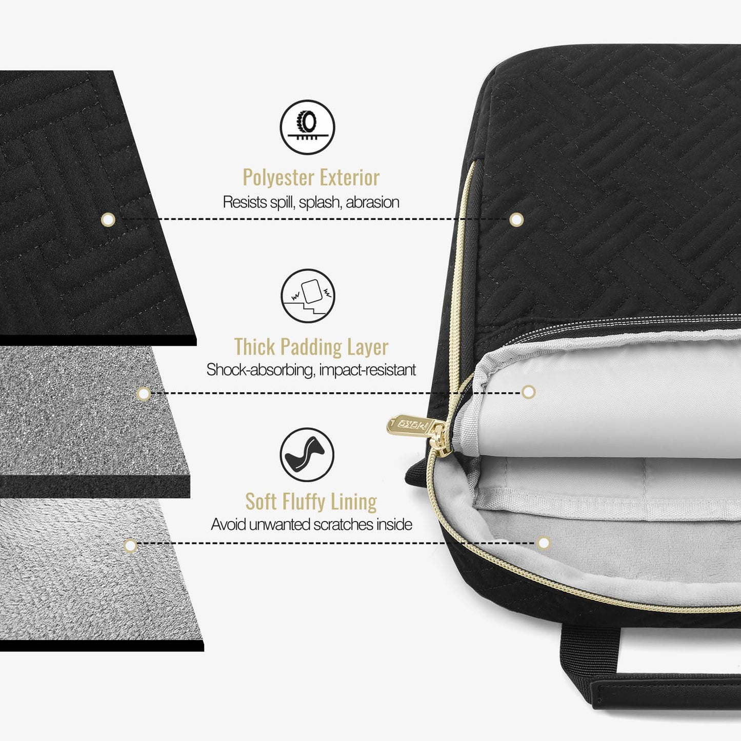 MoKo 15-inch Puffer Laptop Sleeve Bag for MacBook Air 15" / Pro 14" M5/M4/M3/M2 2026-2023, Galaxy Tab S10 FE Ultra 14.8" 2025, Puffy Laptop Carrying Case with Handle & Shoulder Strap, Black