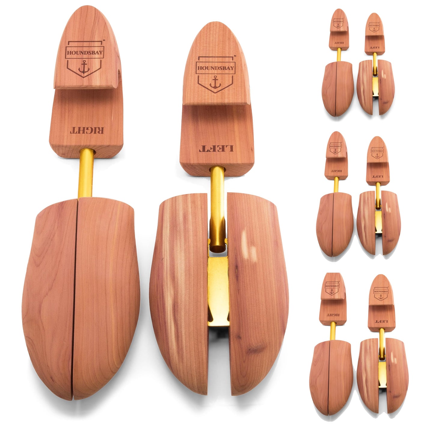 HOUNDSBAY Cedar Shoe Tree, 4 Pack, Men's Size 8-9.5, Natural, Adjustable, Shoe Trees for Men, Women, Sneakers, Boots, Shoe Widener, Shoe Shaper