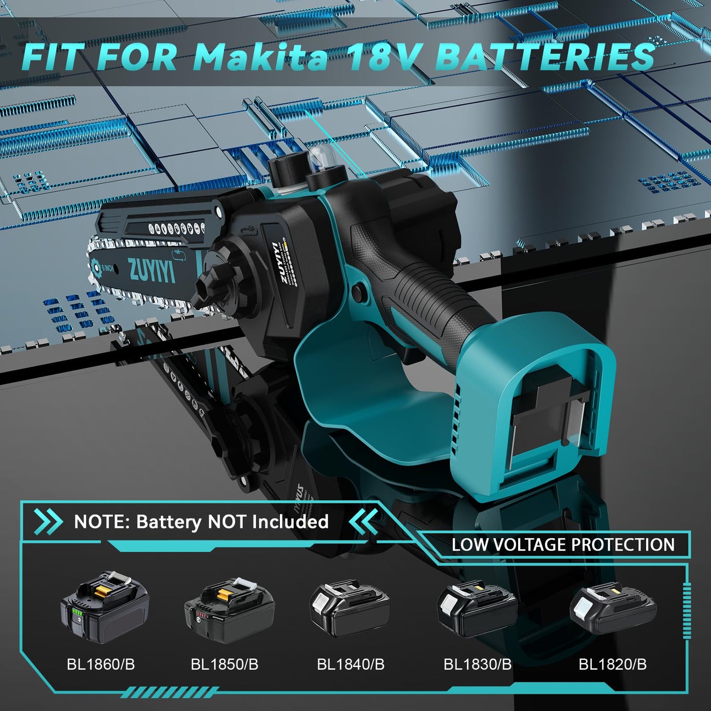 ZUYIYI Mini Chainsaw 6 Inch Cordless for Makita 18V Battery, Brushless Handheld Small Chain Saw with Auto Oiler, Electric Chainsaw for Garden Courtyard Tree Branch Wood Cutting (Battery NOT Included)