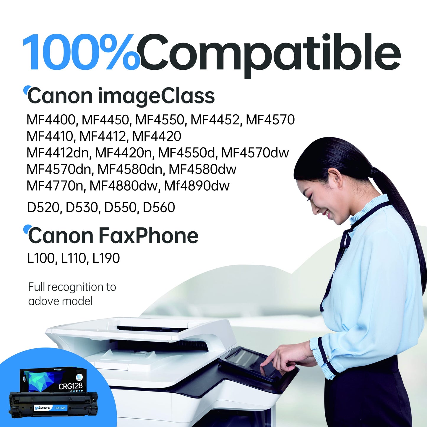 Gotoners 4PK Compatible Replacement Toner CRG128 for Canon MF4570dw MF4880dw MF4570dn MF4890dw MF4450 MF4550 MF4550d MF4400 MF4410 MF4412 MF4452 D530 D550 D560