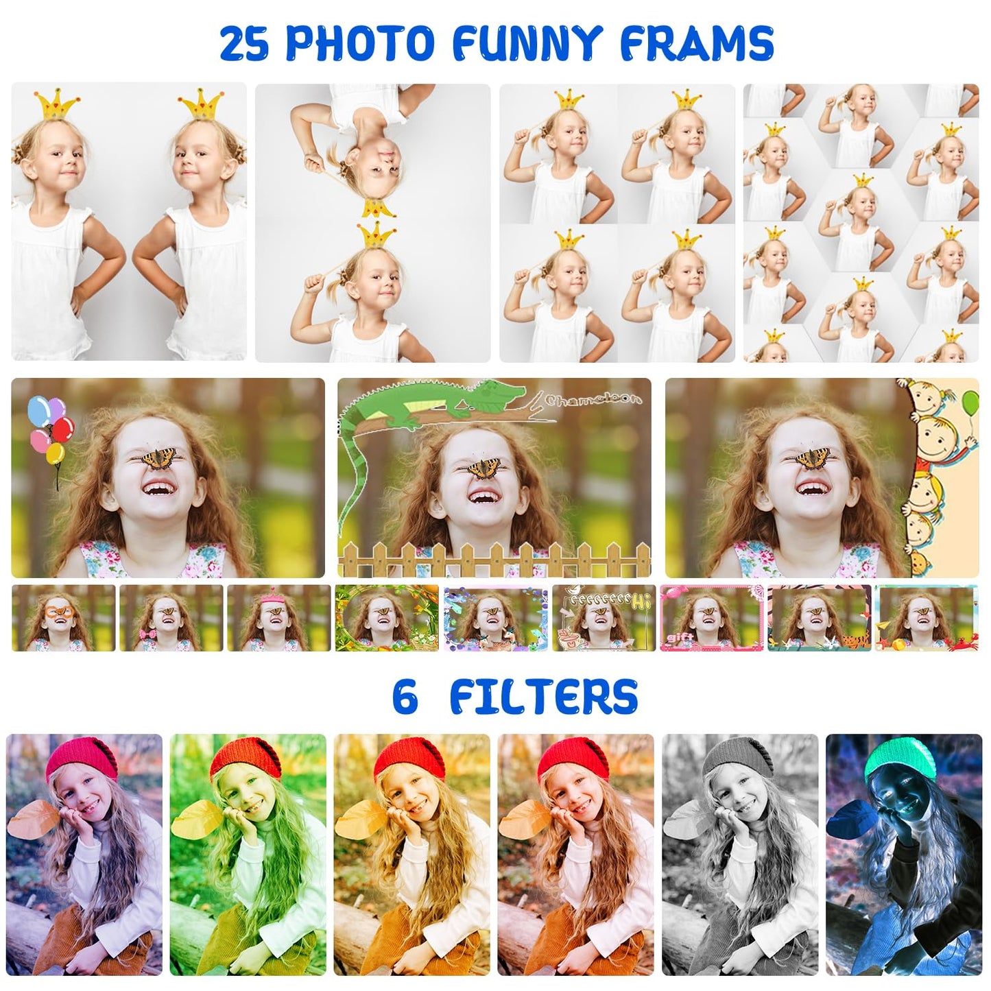 ARNSSIEN Kids Camera, Toddlers Digital Toy Camera with 180° Flip Lens, 2.4 Inch IPS Screen, 32 GB Card, Birthday Festival Present for 3 4 5 6 7 8 9 10 11 12 Year Old Girls & Boys, X101 (Sapphire Blue)