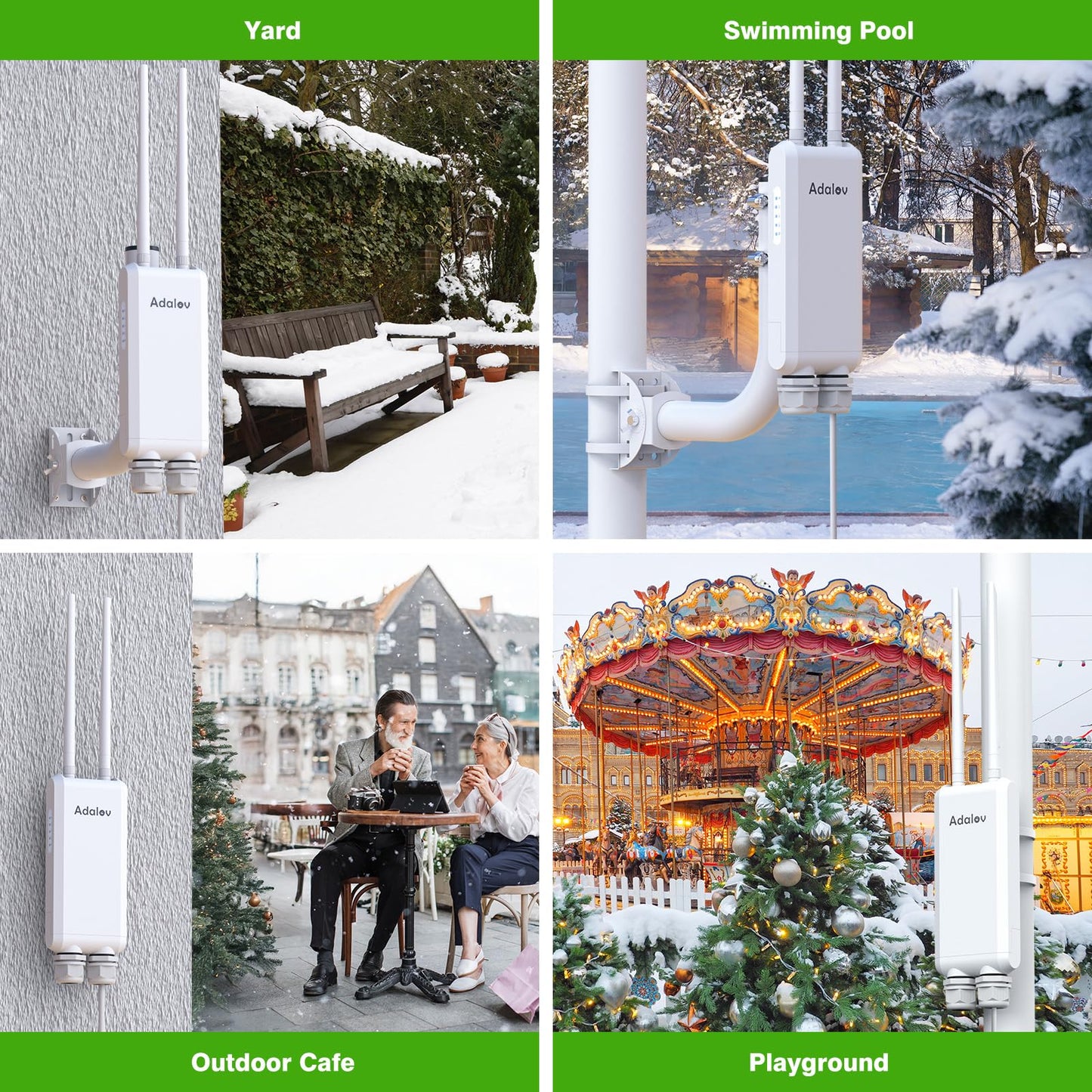 Dual Band Outdoor Access Point with Bracket Mount, Adalov 1200Mbps High Power Outdoor IP66 Weatherproof Access Point,Wireless Gigabit PoE Powered with 2.4GHz+5.8GHz