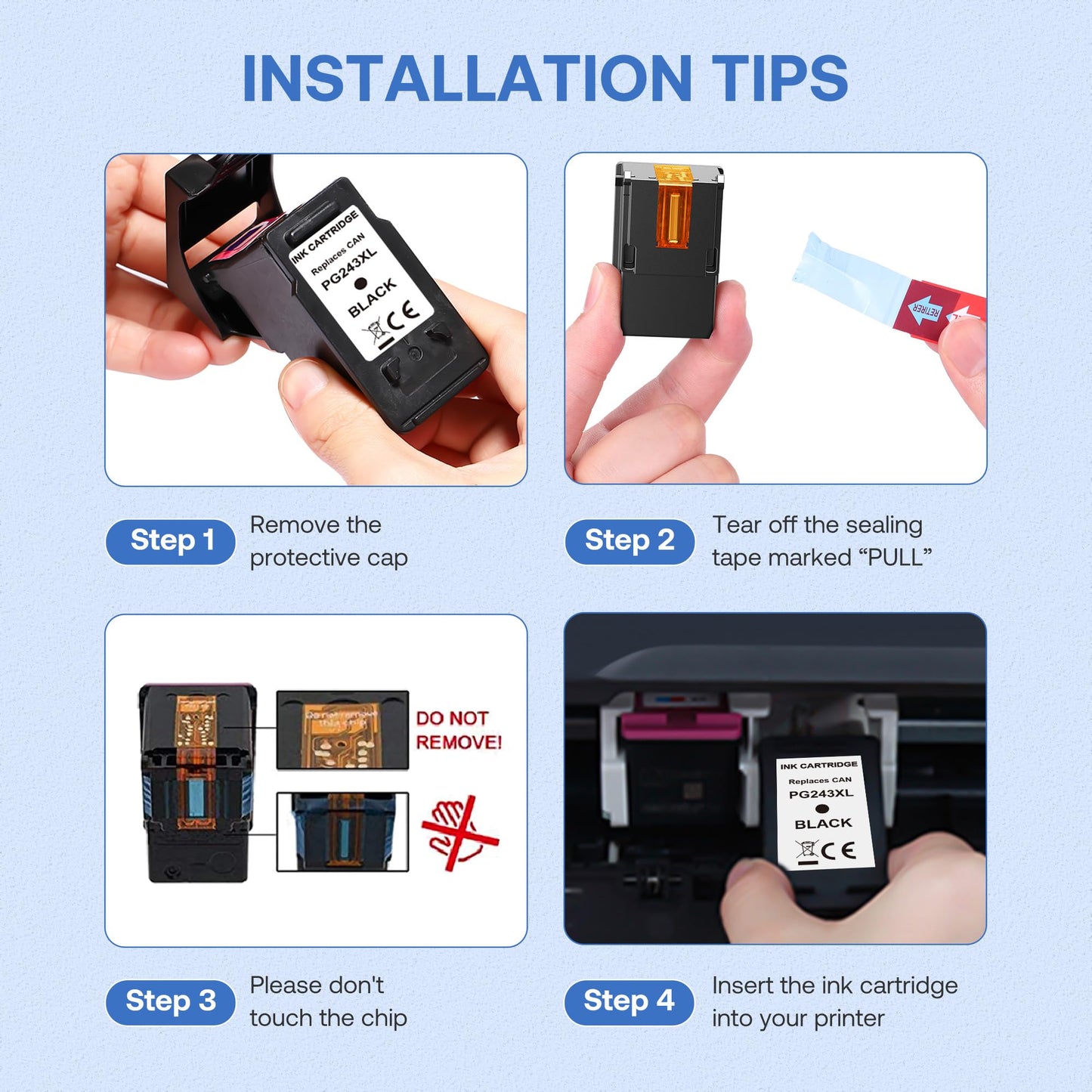 NYNYG 243 244 XL for Canon TS3420 Ink Cartridge Compatible for Canon Ink 245 246 XL PG-243 CL-244 XL for Pixma TS3420 TR4520 TR4522 TS3120 MX490 MX492 MG2520 Printers (Black, Tri-Color,2 Pack)