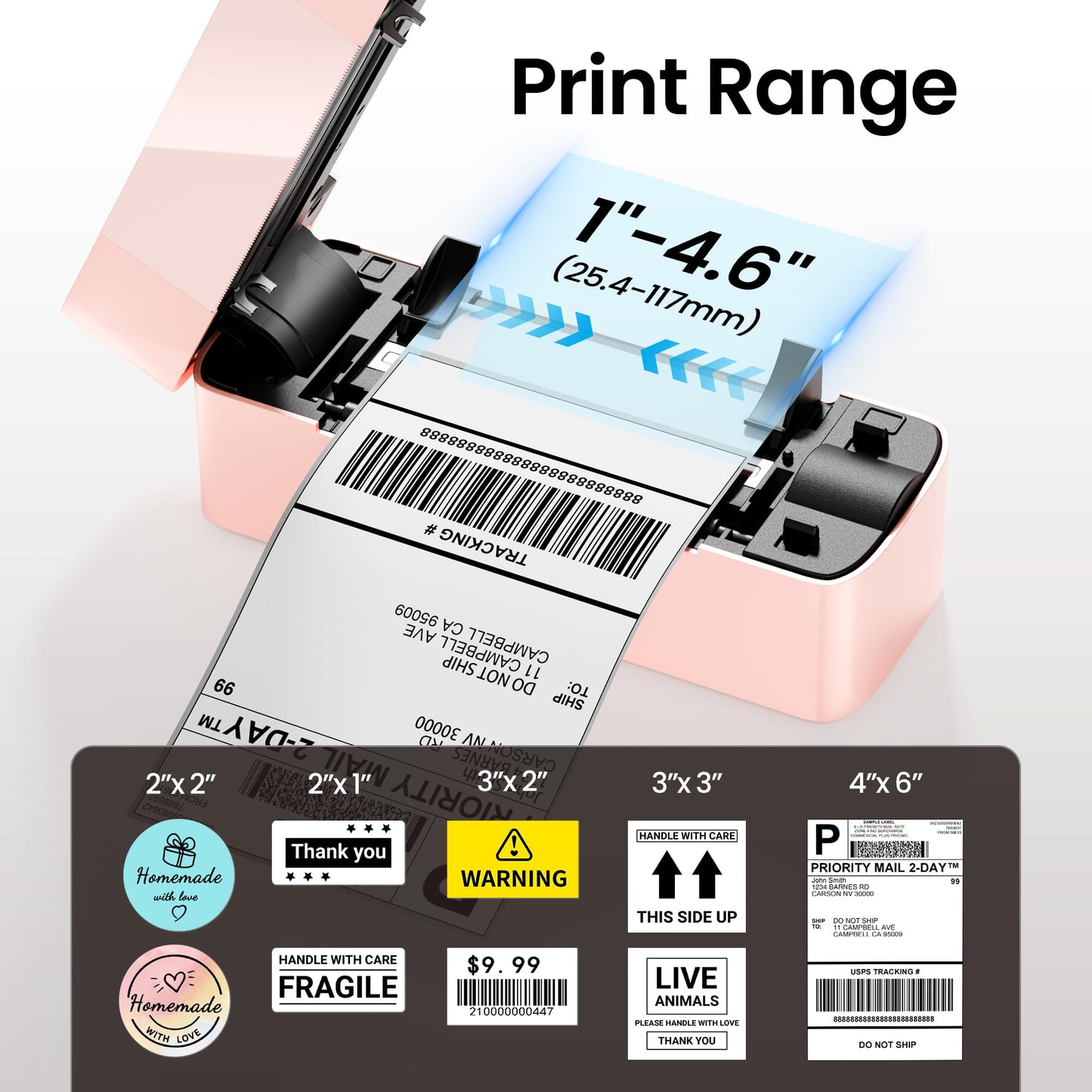 Itari Bluetooth Thermal Shipping Label Printer, 245-BT Wireless Label Printer 4x6, Desktop Label Printers for Small Business & Shipping Packages, Support iOS, Android, Windows, Amazon, Shopify, USPS