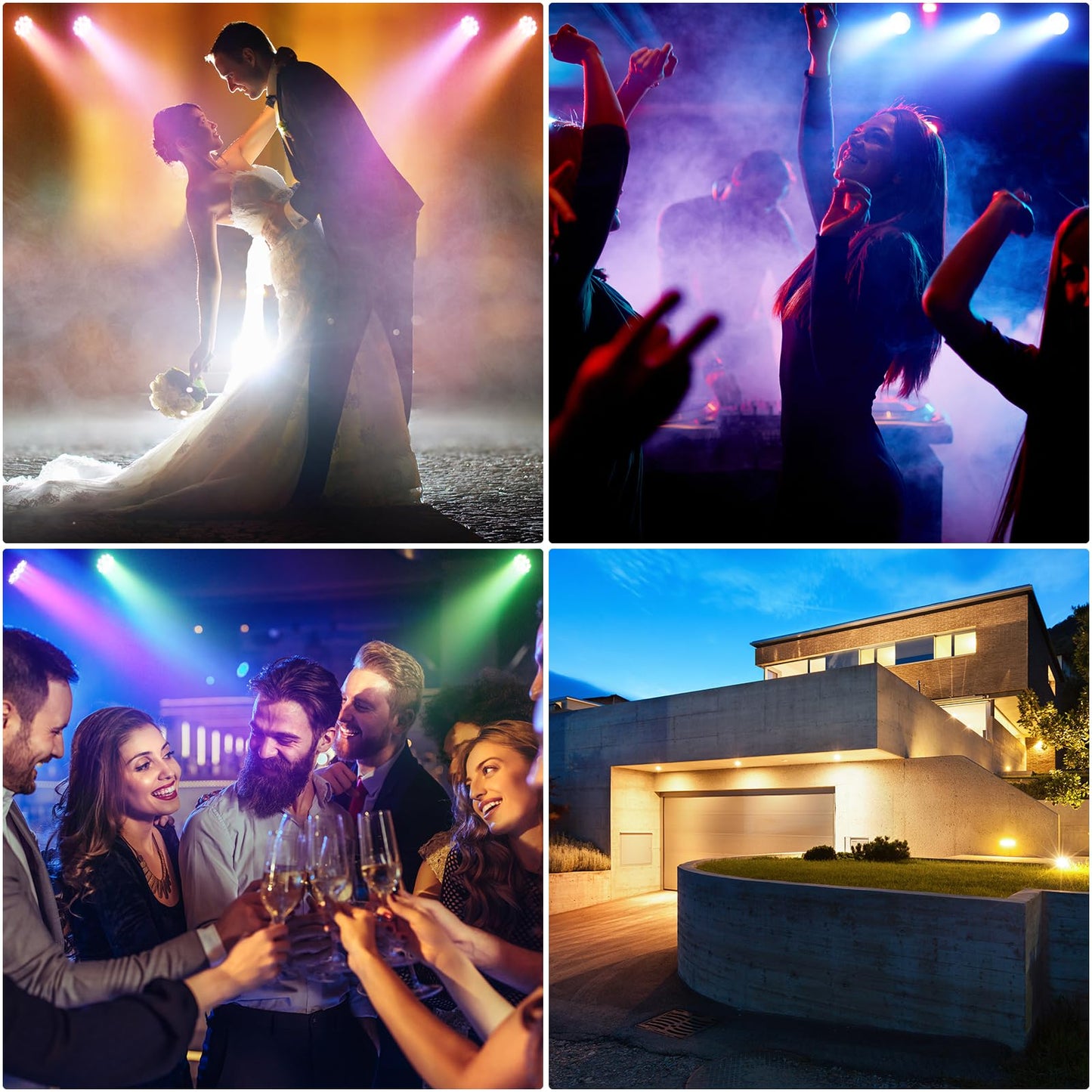 Rechargeable Mini Par Lights,Wireless 12 RGB Battery Powered Stage Lights,Uplights Sound Activated Control for Wedding Events,Par Lights for Club Party Church Stage Lighting (1 Pack)