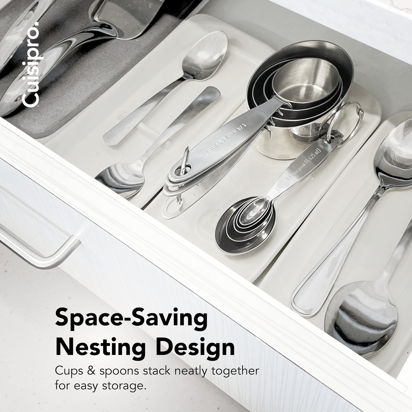 Cuisipro 747143 Stainless Steel Measuring Cup & Spoon Set, Silver - Standard