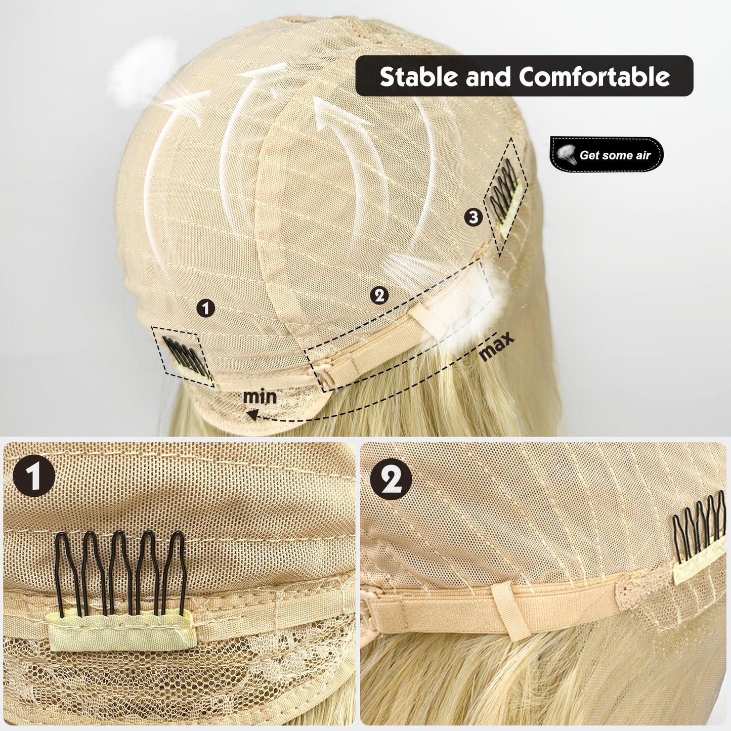 Jiasly Fashion Blonde wig For WomenSynthetic Hair Natural Long Straight With Free Wig Cap22 Inches (Blonde)