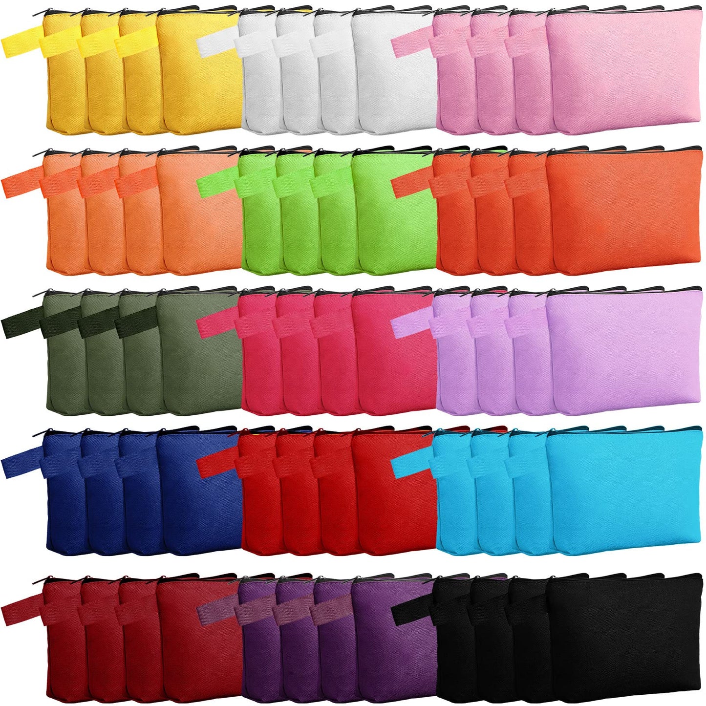 Reginary 60 Pieces Canvas Makeup Bags Bulk Cute Travel Cosmetic Pouch Multipurpose Blank Small Toiletry Bag DIY with Zipper for Women Teens Operation Christmas Gifts Items, 15 Colors(8.6 x 5 x 2 Inch)