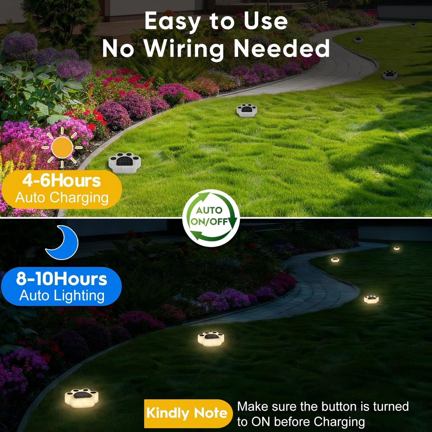 Solar Paw Print Lights 8 Pack, Outdoor Waterproof Solar Garden Lights, Lawn Patio Pathway Decorative Lights, Pet Dog Lovers Gifts for Women Mom Mother's Day (Warm White)