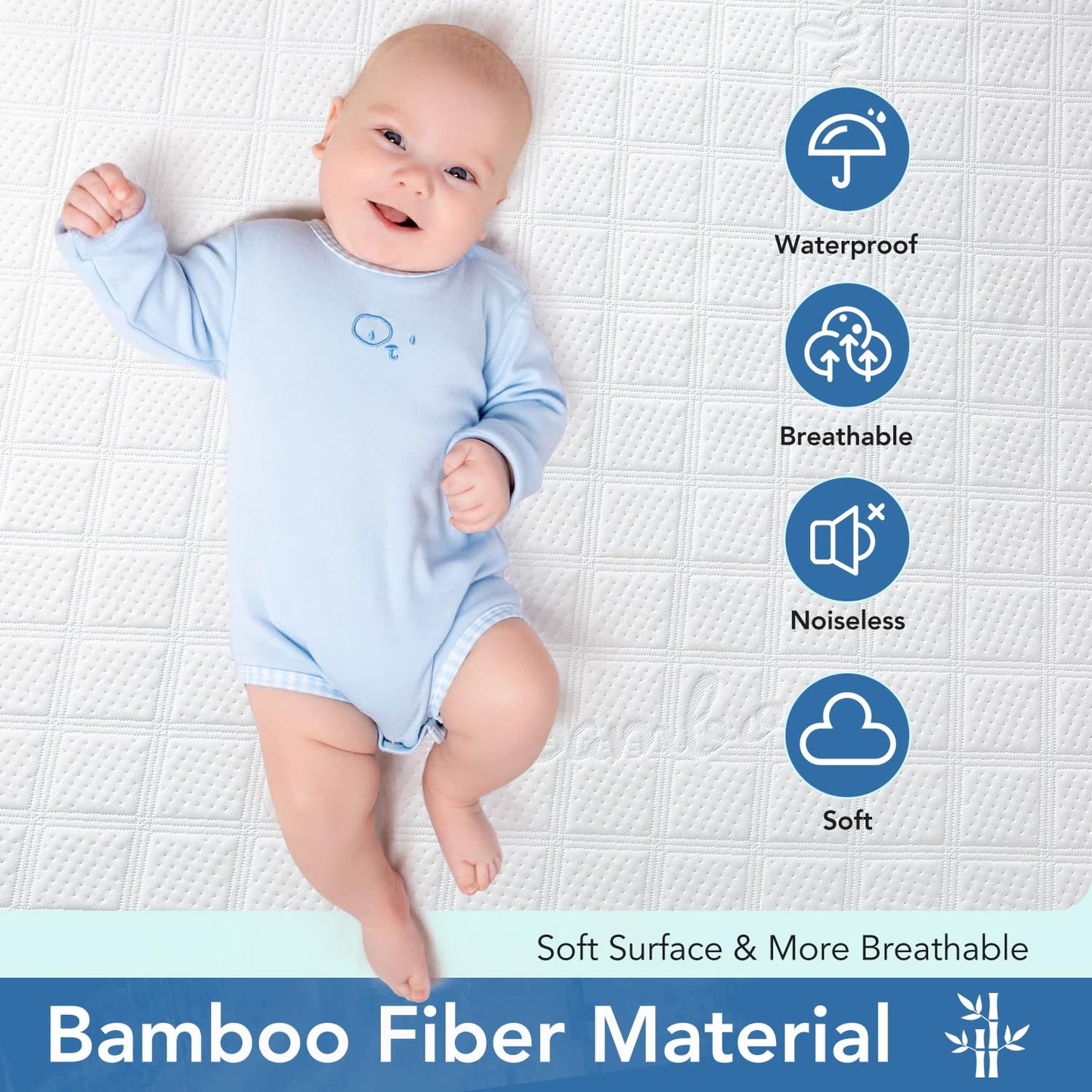 100% Waterproof Mattress Protector Queen Size Bed Bamboo Mattress Cover Breathable 3D Air Fabric Cooling Mattress Pad Cover Smooth Soft Noiseless Washable, 8''-21'' Deep Pocket