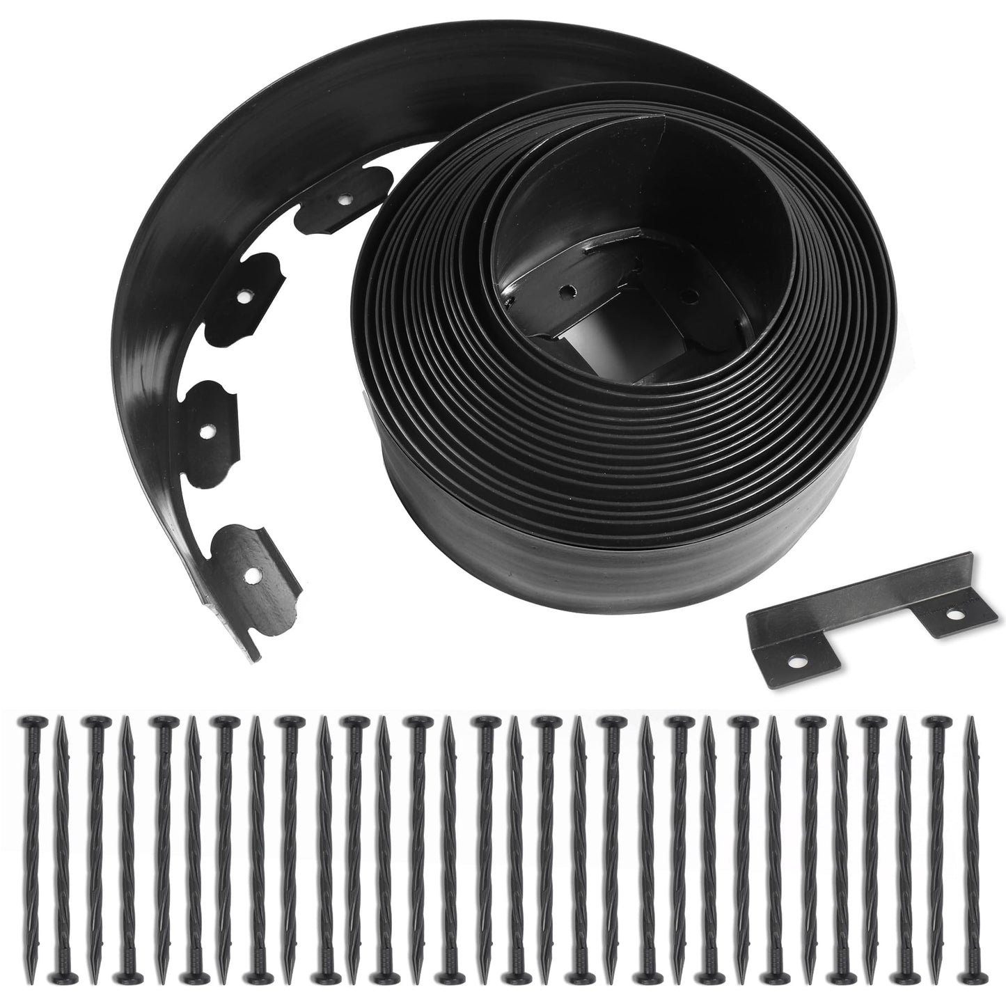 LXS Landscape Edging No Dig 4 inch Tall 33FT Garden Edging with 30 Spikes, Landscape Edging Border for Landscaping, Lawn, Flower Beds, Grass, Yard (4inch 33ft)