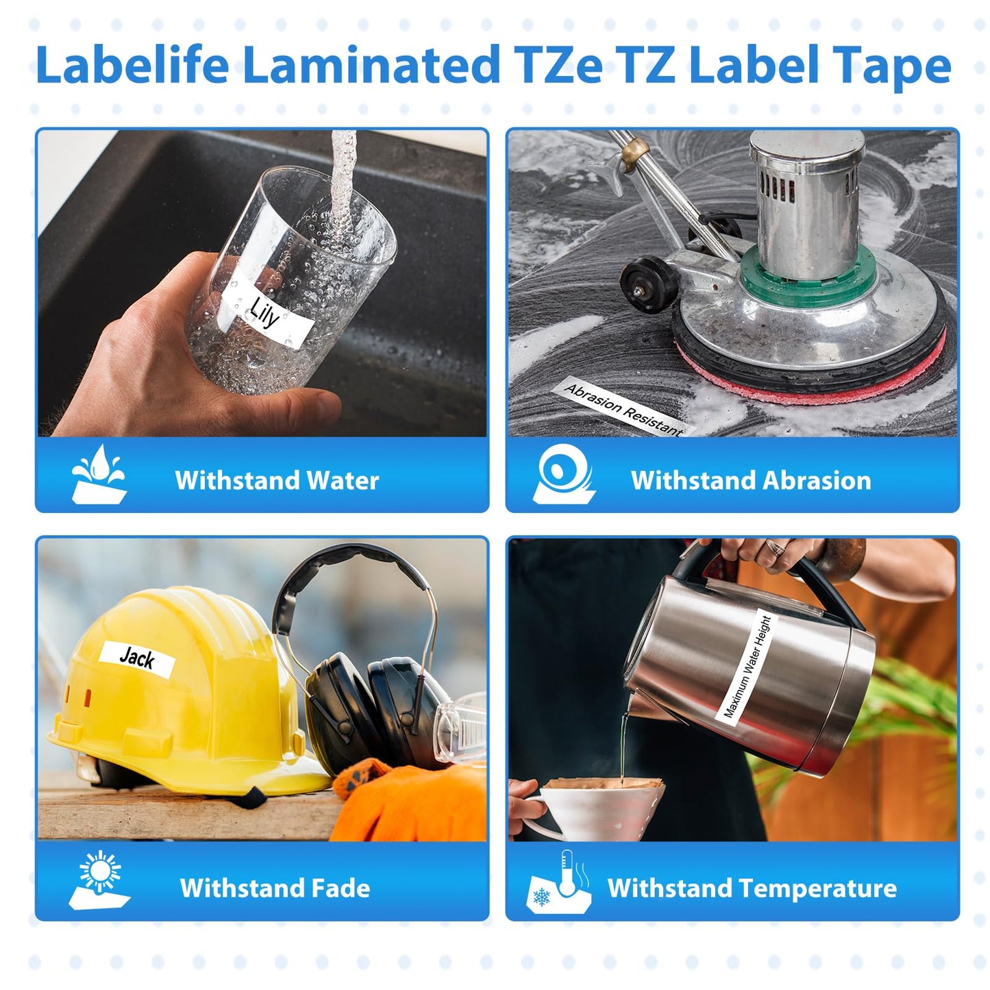 Labelife Replace for Brother Label Maker Tape 18mm TZe-241 TZe241 Ptouch TZe TZ Tape 18mm 0.7 3/4 Inch Laminated White Label Tape Use for Brother P Touch PT-D400 PT-D600 PT-D410 PT-1750, 5-Pack