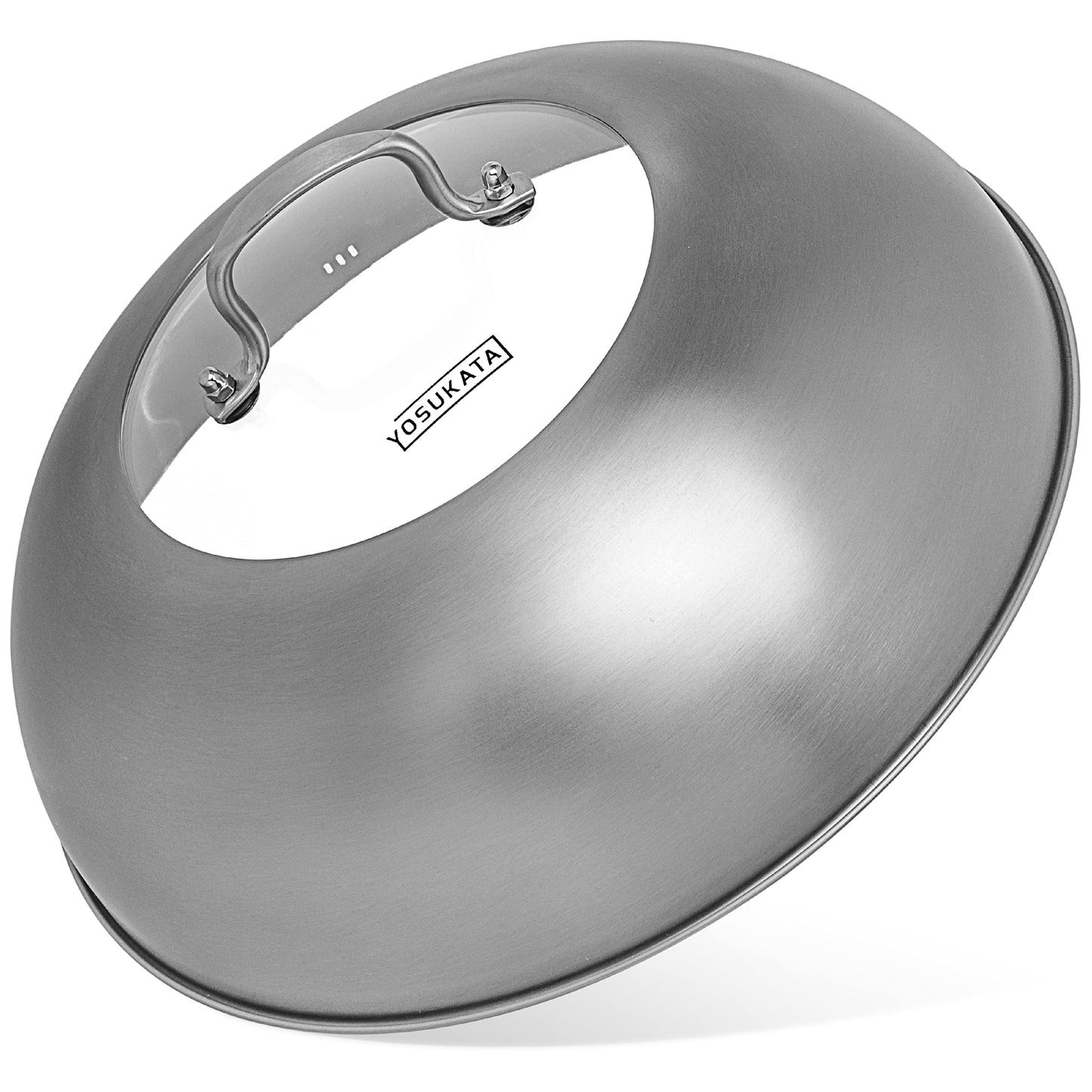 YOSUKATA Wok Lid 34.5 cm - Premium Stainless Steel Cover - Tempered Glass Insert Steam Holes - Ergonomic Handle -Durable Kitchen Accessories - Dishwasher-Safe Lid for 36 cm Wok for Asian Cooking