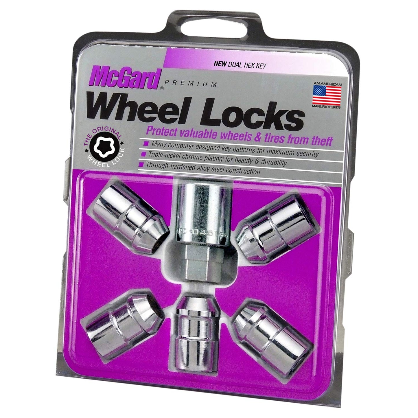 McGard 24538 Chrome Cone Seat Wheel Locks (1/2" - 20 Thread Size) - Set of 5