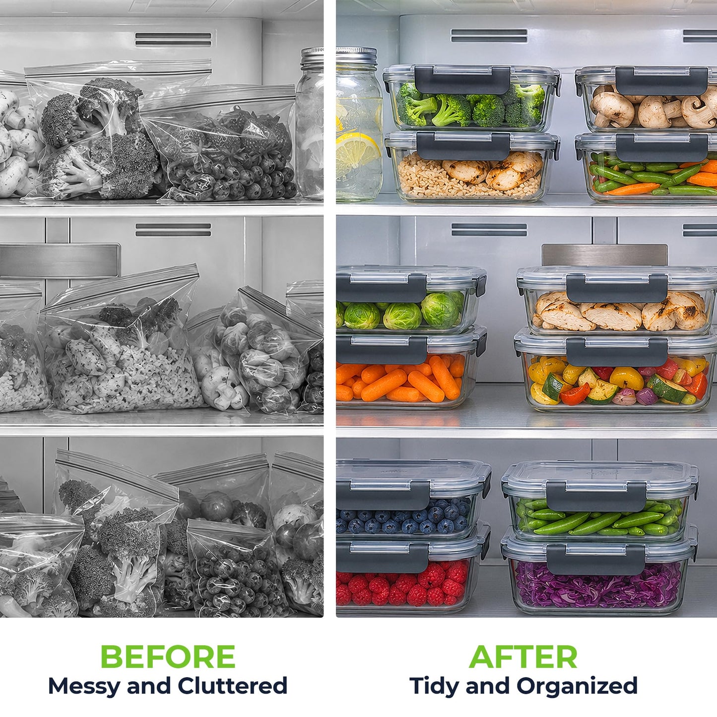 Zulay Kitchen 5 Pack Glass Food Storage Containers with Lids - 36 oz Thick & Durable Glass Meal Prep Containers - Airtight Storage Containers with Lids - Leak-Proof Reusable Meal Prep Containers