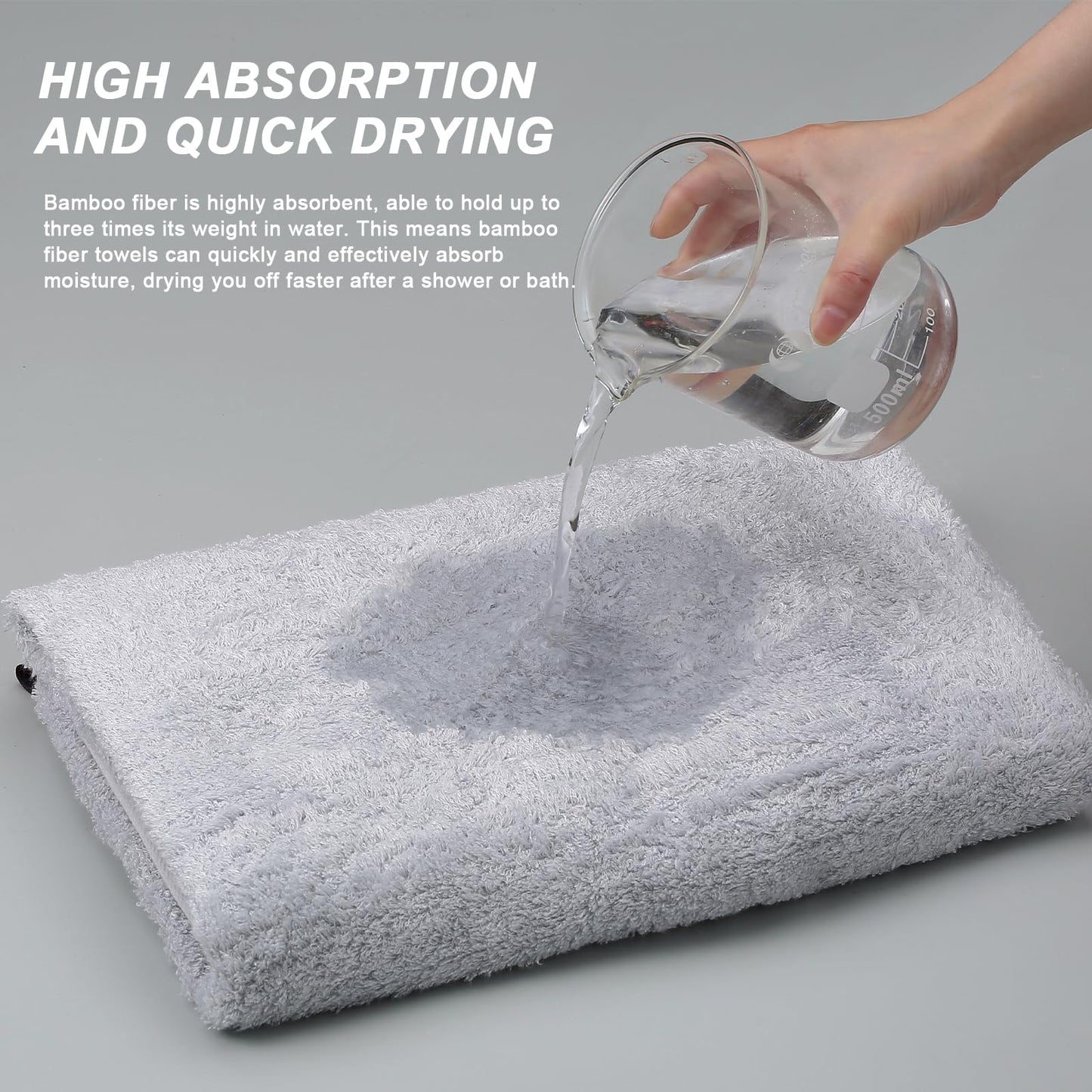 Aibaser Towels- Viscose Made from Bamboo Cotton Bath Towels-27x54inch - Natural, Ultra Absorbent Towels for Bathroom (6 Piece Set)