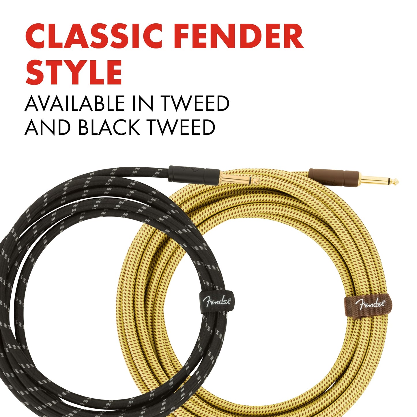 Fender 10-Foot Deluxe Instrument Cable, Straight-Straight - Tweed