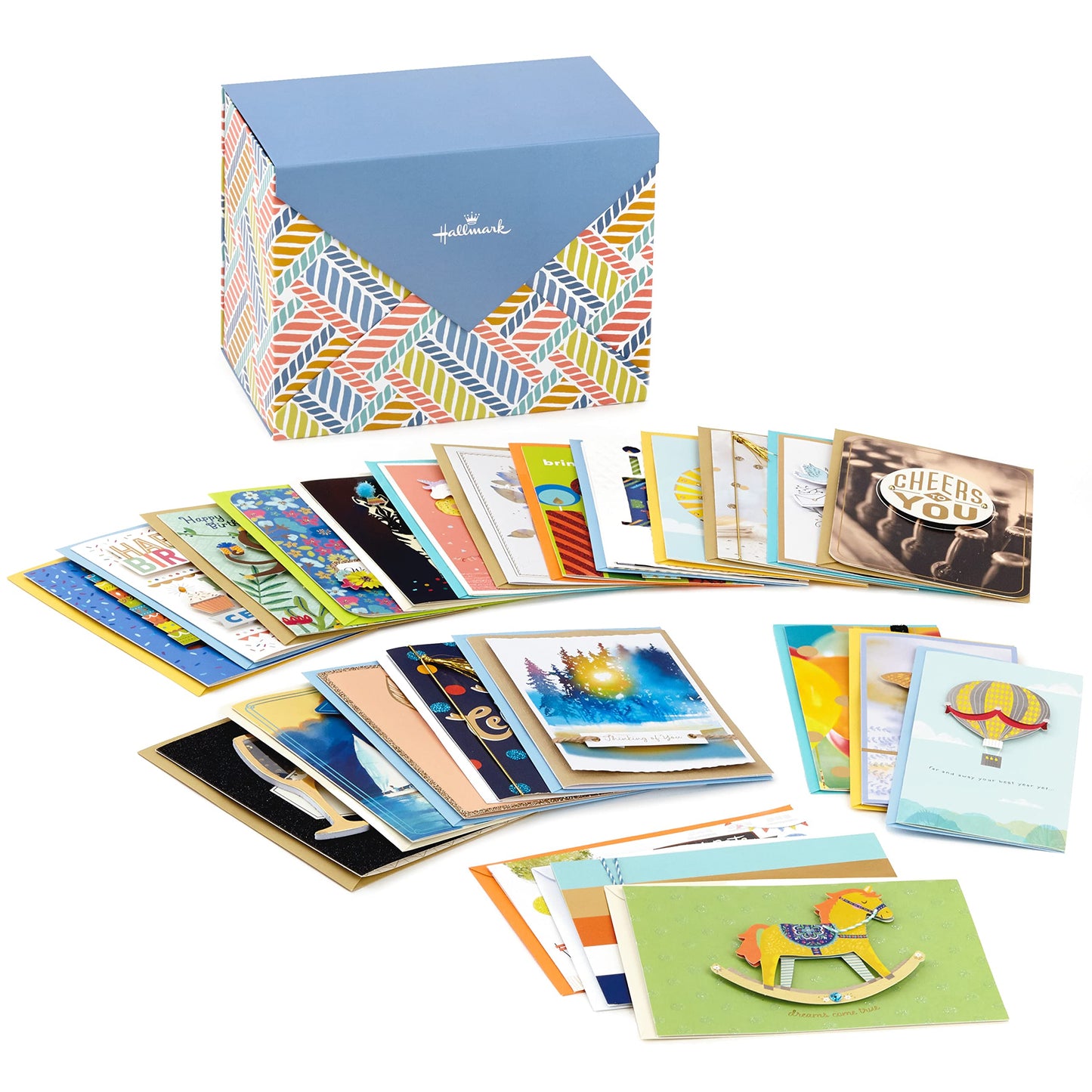 Hallmark Pack of 24 Handmade Assorted Boxed Greeting Cards, Herringbone Pattern—Birthday Cards, Baby Shower Cards, Wedding Cards, Sympathy Cards, Thinking of You Cards, Thank You Cards