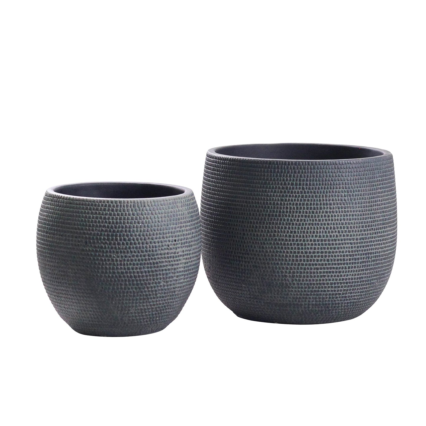 Barcelona Ceramic Plant Pot Set 2 - Charcoal Black