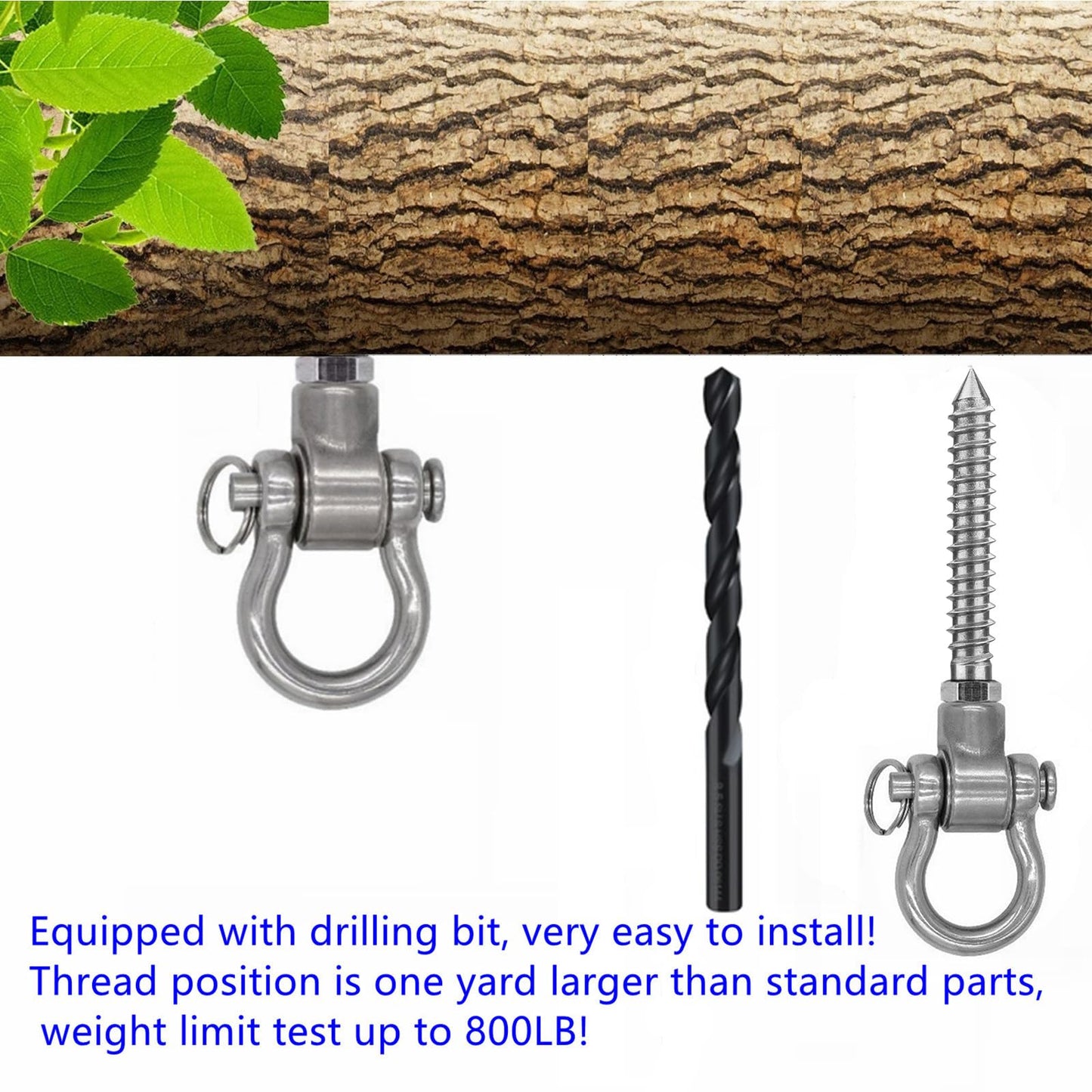 WWFFEN 6 Bearing Swing Hangers Permanent Anti Rust Heavy Duty 180° Swing, 1500 lb Capacity sandbag Yoga Swing Hammock Chair