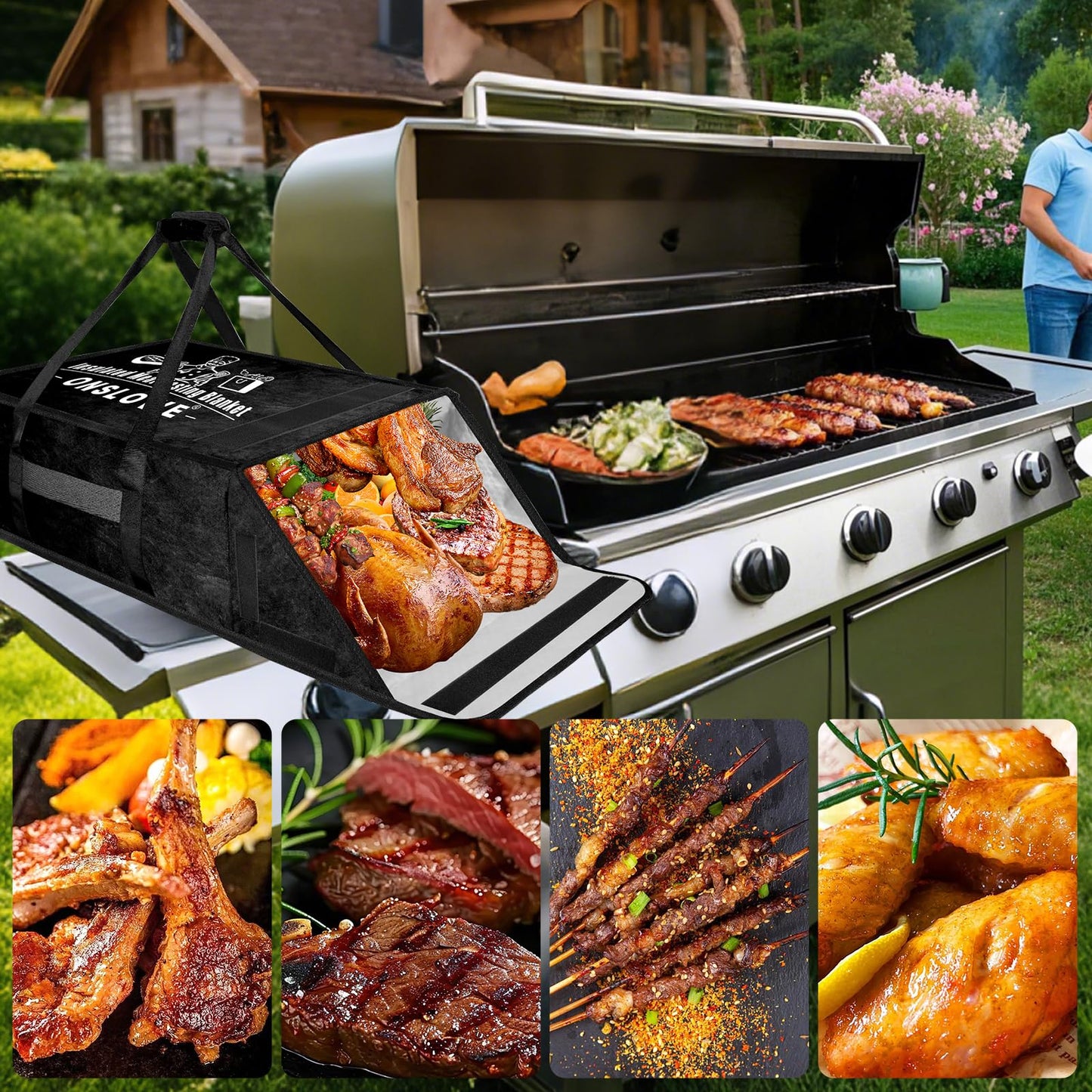 BBQ Blanket for Resting Meat - Insulated Meat Resting Bag for Smoking & Grilling | Compatible with Multiple models BBQ Prep Tub for Large Brisket/Beef/Pork Shoulders, Gifts for Men, Christmas Gifts