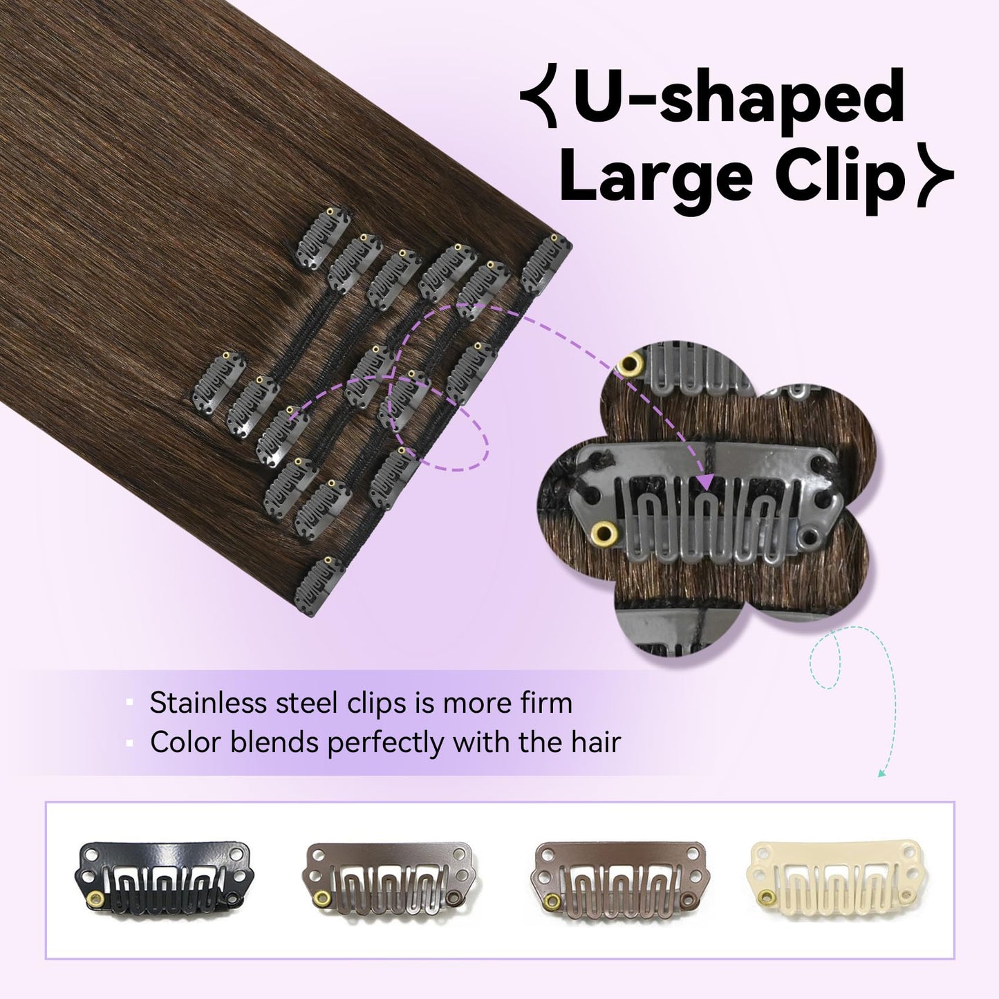 WindTouch Clip in hair Extensions for Women Real Human Hair, Medium Brown Hair Extensions 18 Inch 70g #4, Brown Remy Human Hair Extensions Clip ins for Women, Soft Natural Straight