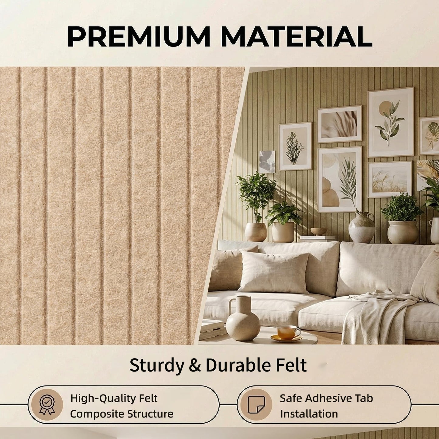 MegaBlues Large Felt Bulletin Board 48" x 36" Cork Board Alternative-12 Pack with 72 Safe Removable Adhesive Tabs, Cork Boards for Walls Cork Board for Home Office Classroom Pin Board (Taupe)