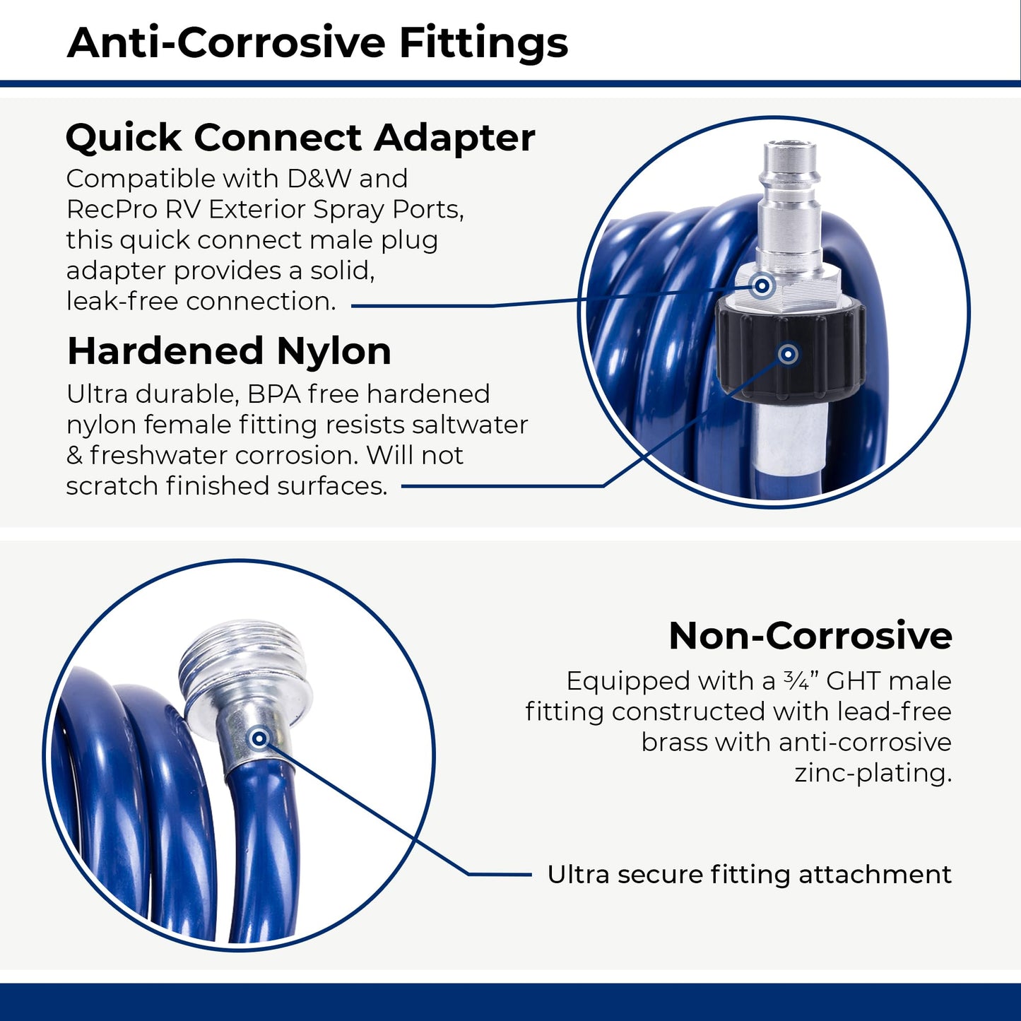 Plastair SpringHose RV Water Hose 3/8 in by 25-Foot Polyurethane RV Drinking Water Hose Safe - Premium and Lightweight Coiled Hose with Quick-Connect Male Adapter Plug, Made in Canada, Blue