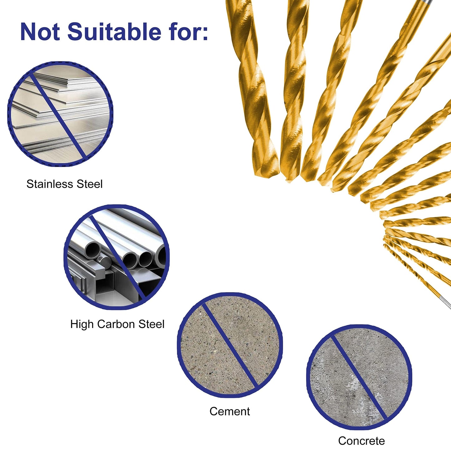Hurricane 230 Pcs Titanium Twist Drill Bit Set, 135° High Speed Steel Drill Bits, Wood Drill Bit Kit, 3/64"-1/2", Ideal Drilling in Wood/Cast Iron/Aluminum Alloy/Plastic/Fiberglass, with Hard Storage