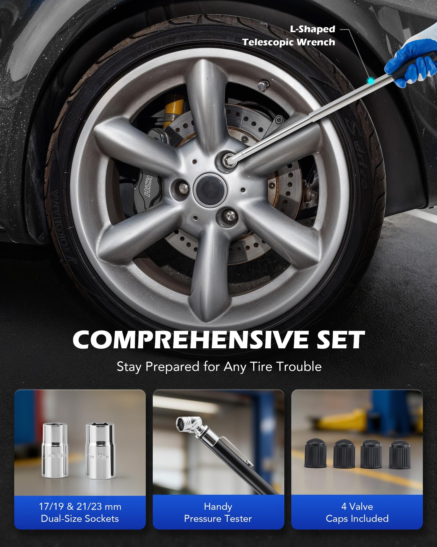 Orion Motor Tech 2 Ton Scissor Lift Jack, 14 pc. Car Jack Kit for Sedan SUV MPV with Drill Socket Ratchet Wrench, Portable Scissor Jack and Stand Kit, Heavy Duty Car Jack for Spare Tire Changing
