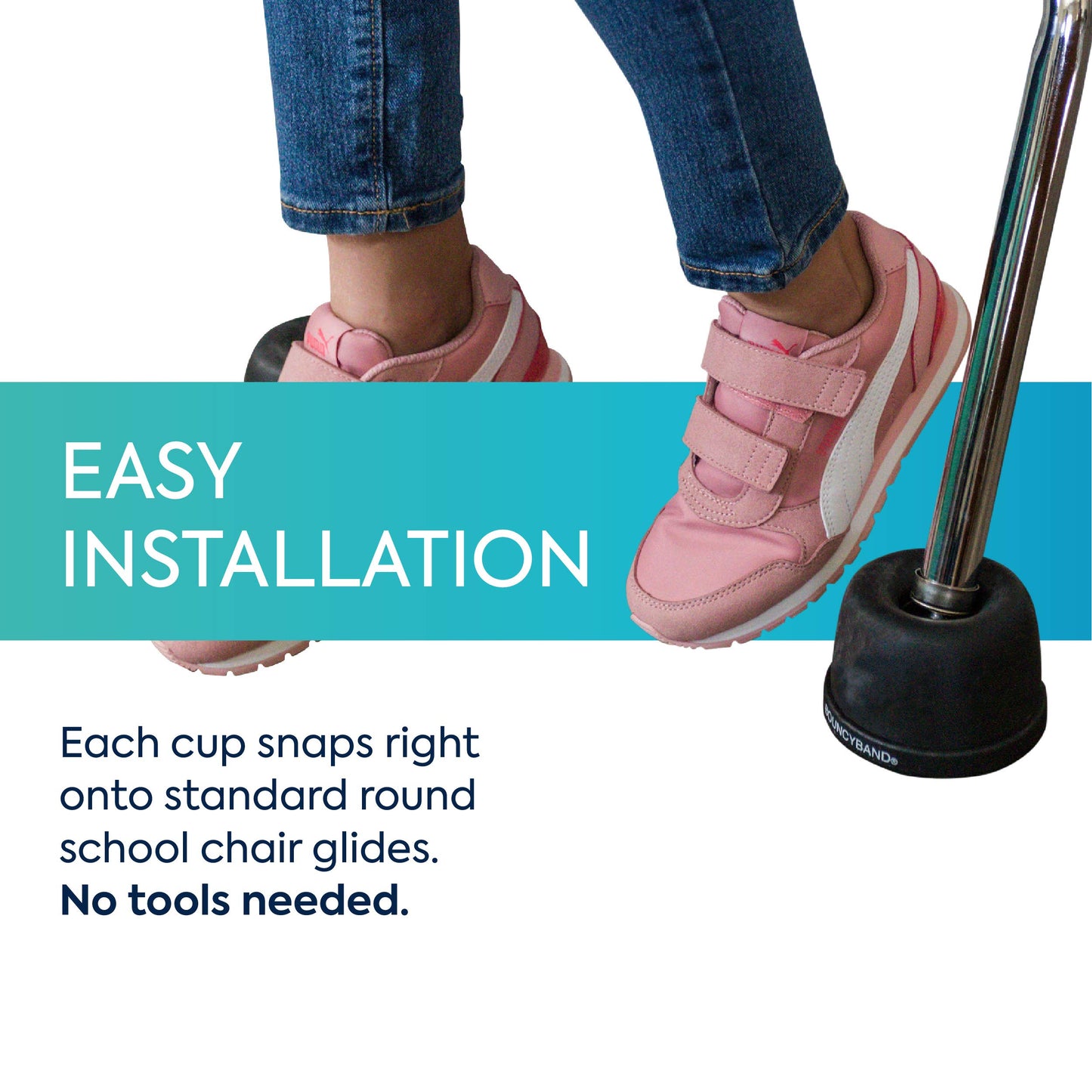 Bouncyband Wiggle Wobble Chair Feet – Transform a Standard School Chair into a Wobble Chair – Chair Feet for Classroom Help Improve Concentration and Calm Children Aged 3+