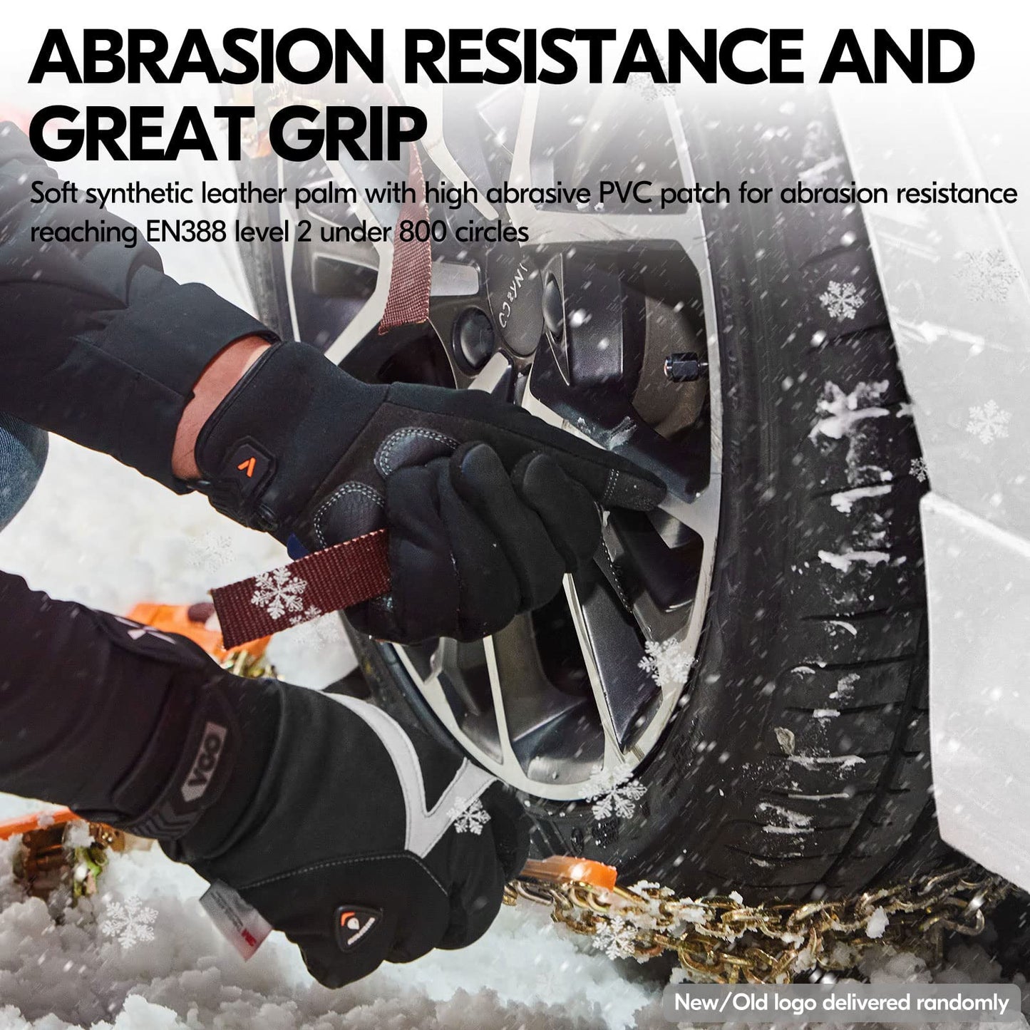 Vgo 1Pair -20℃/-4°F Warm Winter Mechanic Gloves, Cold Weather Waterproof Safety Work Gloves,Cold Storage or Freezer Use,w/3M Thinsulate Lining,Touchscreen(L, Black, SL8777FW)