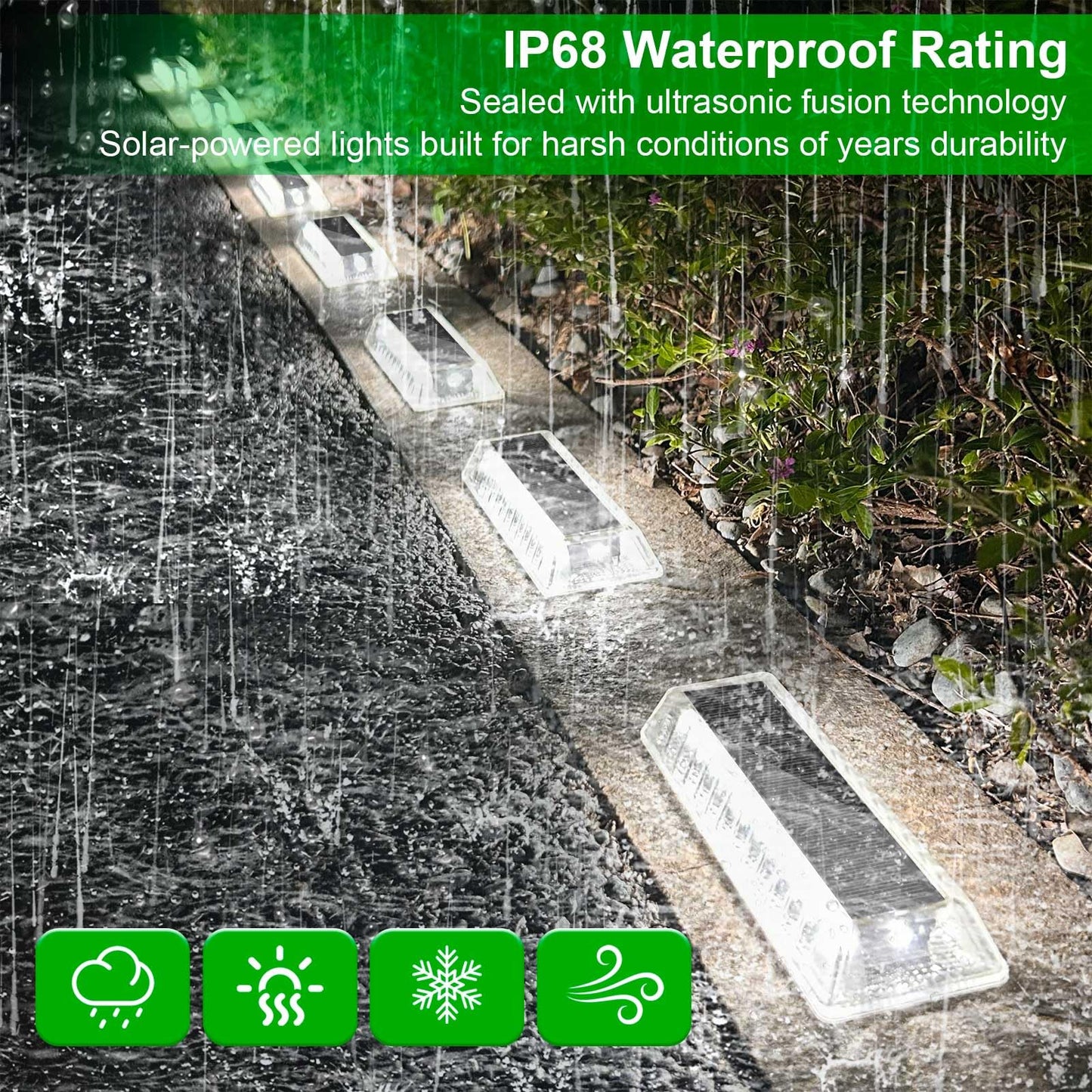 Lacasa Solar Deck Lights, 8 Pack Solar Lights Outdoor Waterproof IP68, Solar Powered Pathway Yard Driveway Step Landscape Lights, LED Lighting 50LM for Garden Path Walkway Stair Patio, Cool White